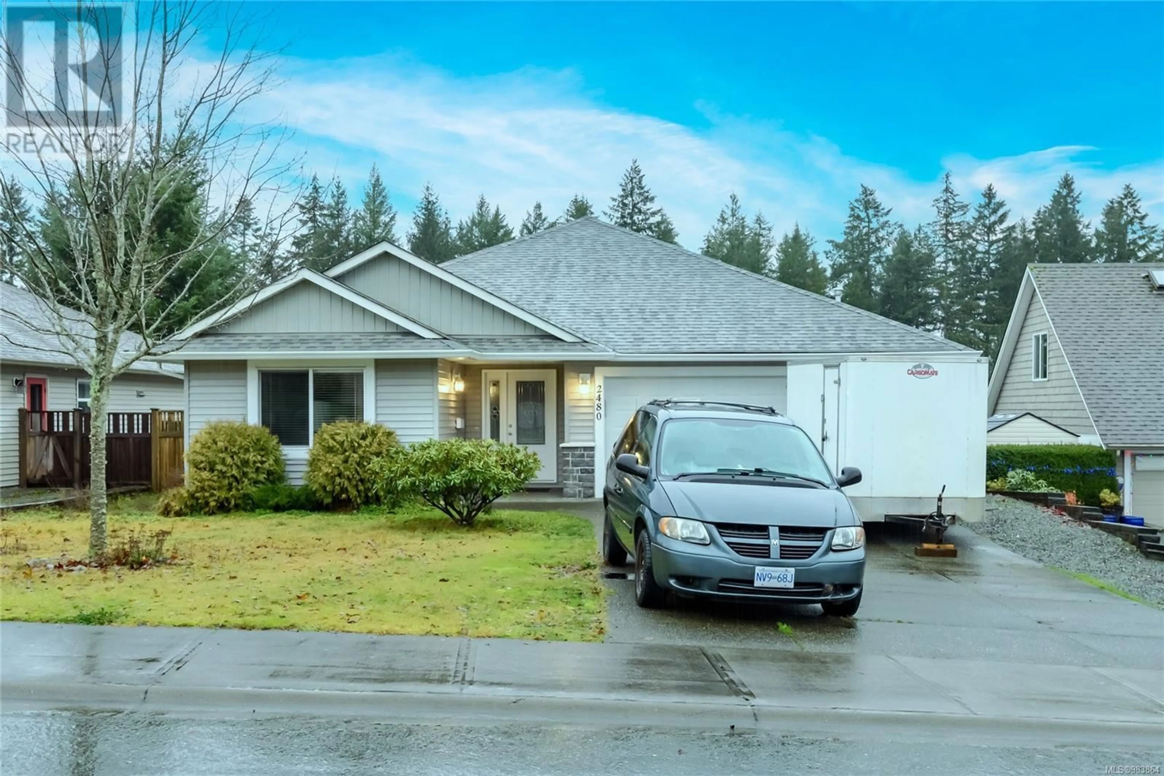 Home with vinyl exterior material, street for 2480 Avro Arrow Dr, Comox British Columbia V9M0A6