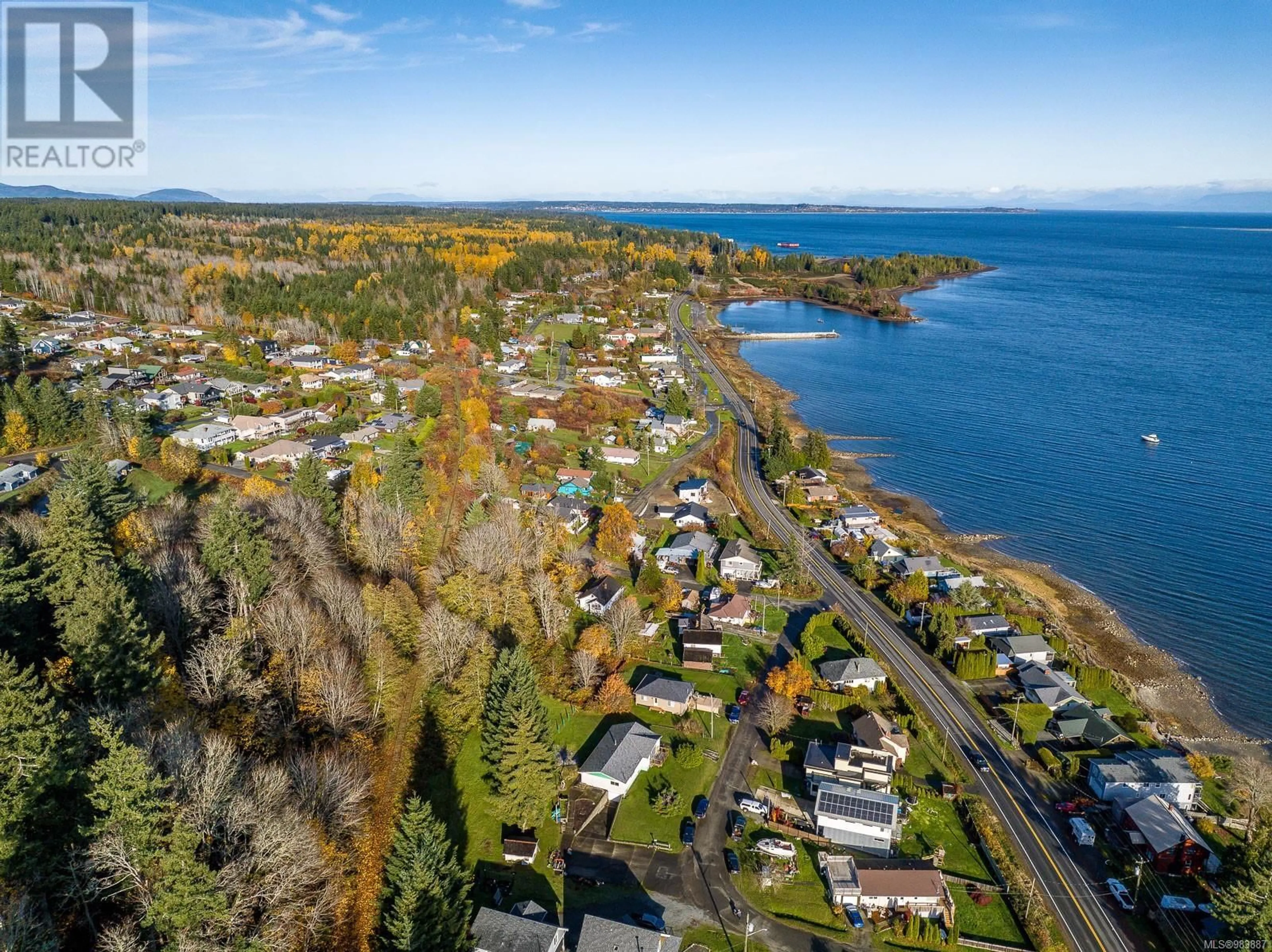 A pic from outside/outdoor area/front of a property/back of a property/a pic from drone, water/lake/river/ocean view for 5655 High St, Union Bay British Columbia V0R3B0