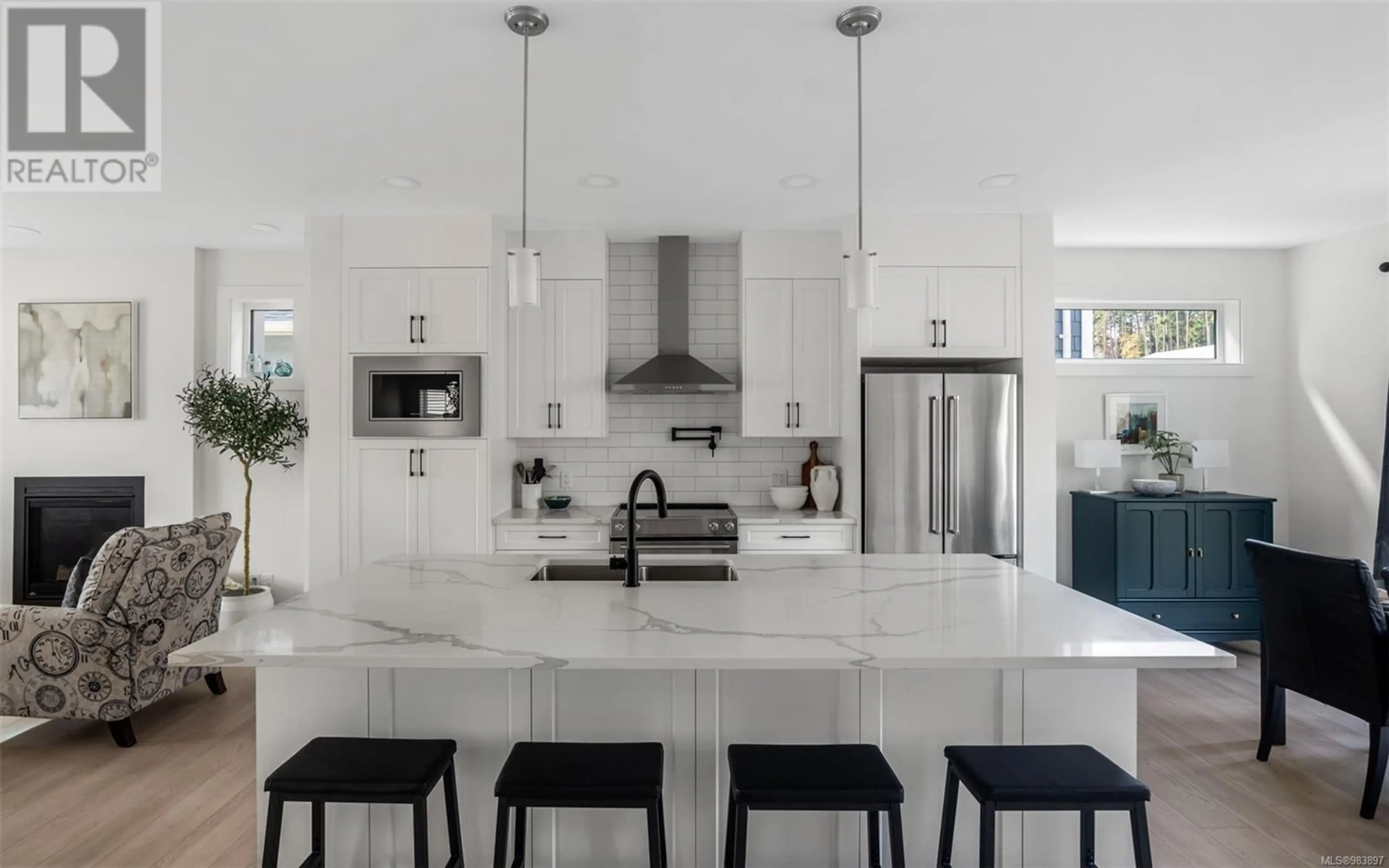 Contemporary kitchen, ceramic/tile floor for 3376 Ryder Hesjedal Way, Colwood British Columbia V9C0R5