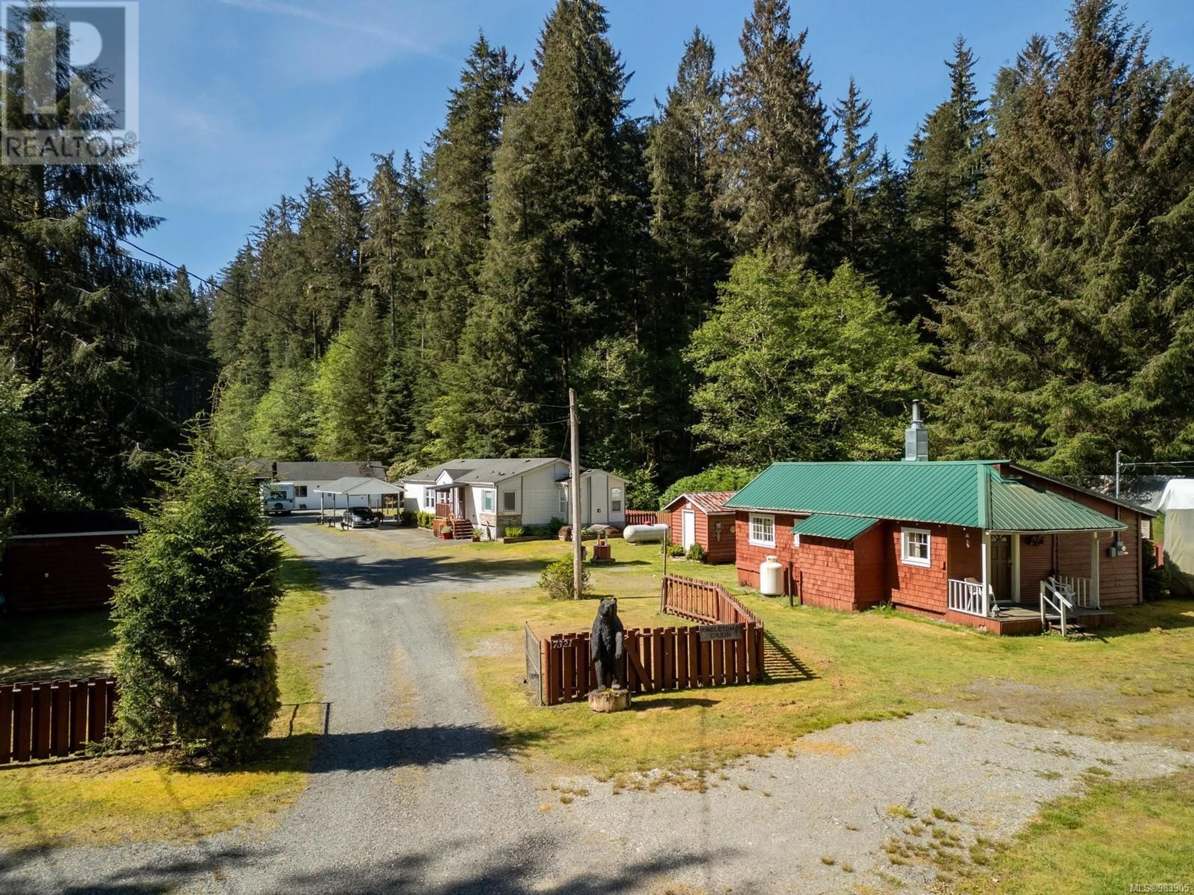 A pic from outside/outdoor area/front of a property/back of a property/a pic from drone, mountain view for 7321 Pacheena Rd, Port Renfrew British Columbia V0S1K0