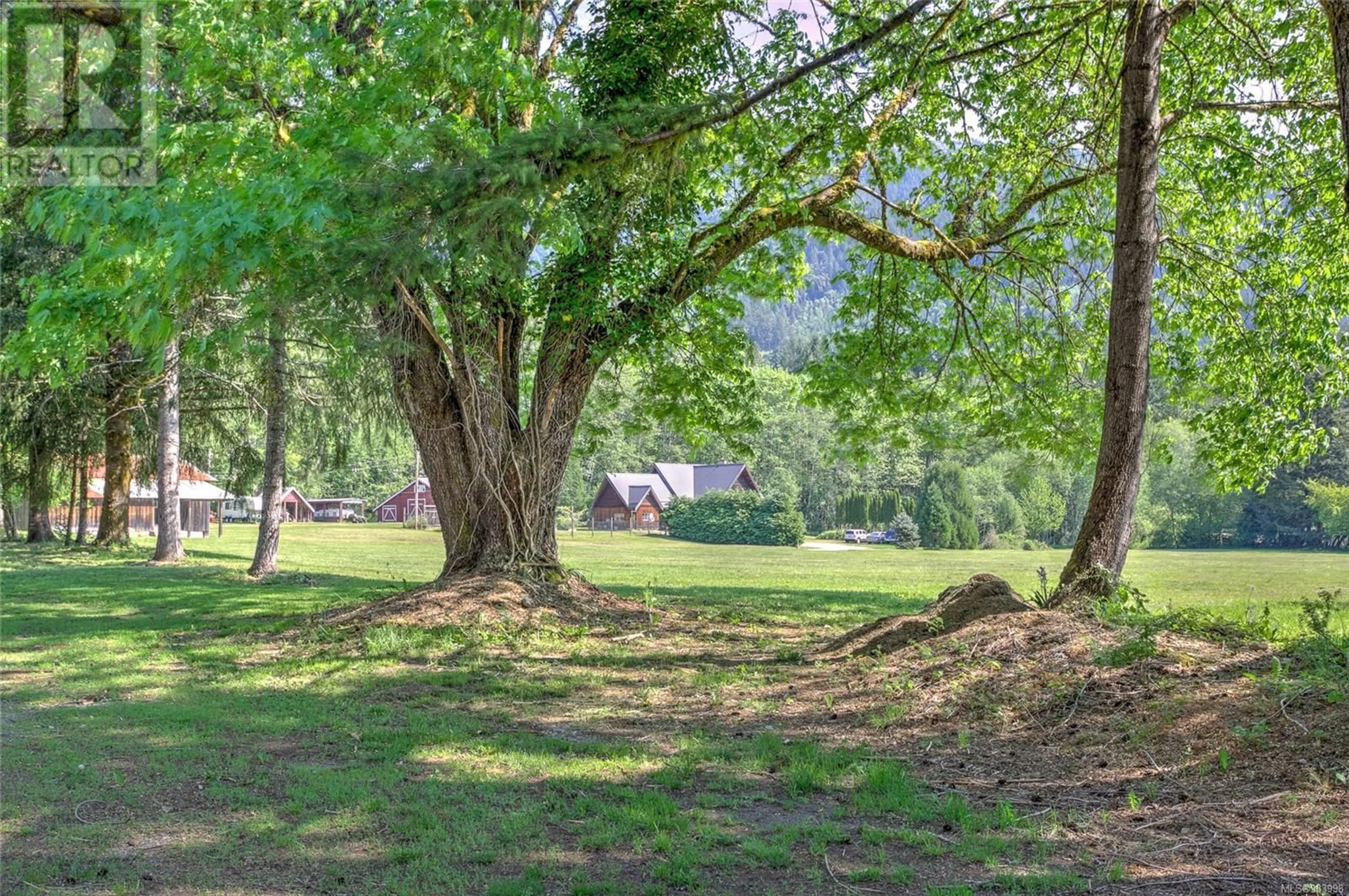 A pic from outside/outdoor area/front of a property/back of a property/a pic from drone, forest/trees view for 8035 Greendale Rd, Lake Cowichan British Columbia V0R2G0