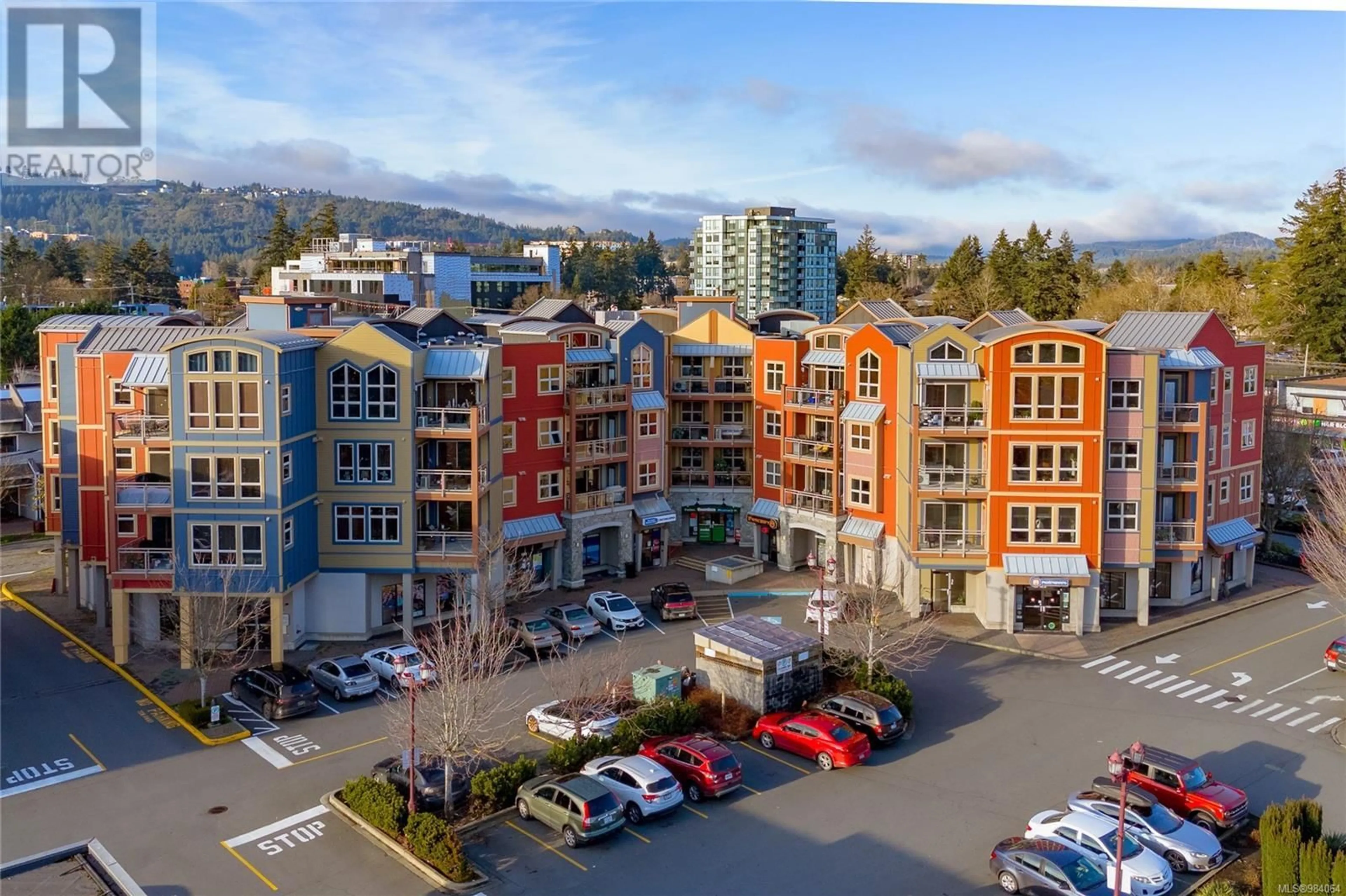 A pic from outside/outdoor area/front of a property/back of a property/a pic from drone, mountain view for 301 755 Goldstream Ave, Langford British Columbia V9B2X4