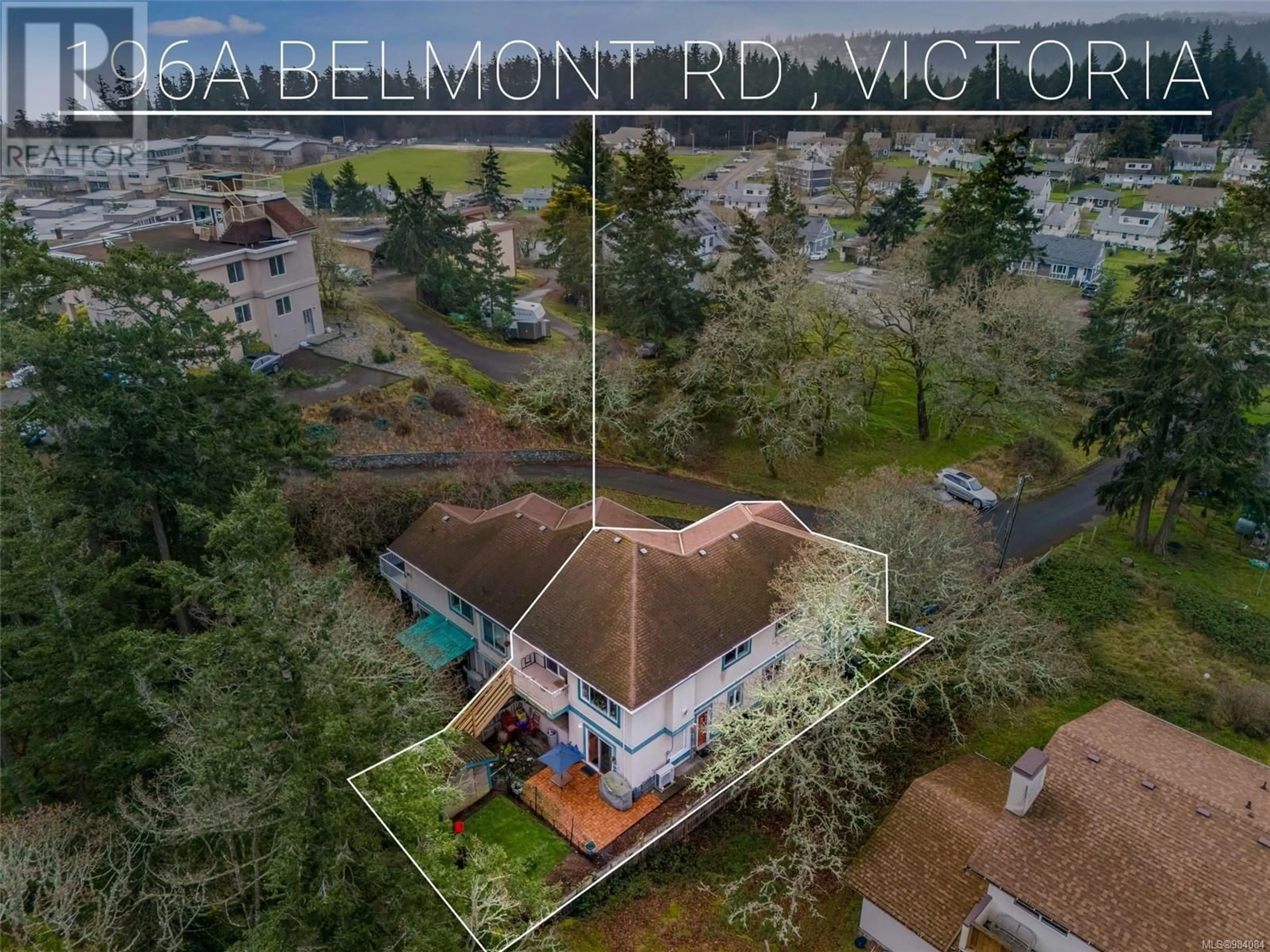 A pic from outside/outdoor area/front of a property/back of a property/a pic from drone, street for A 196 Belmont Rd, Colwood British Columbia V9C1B1