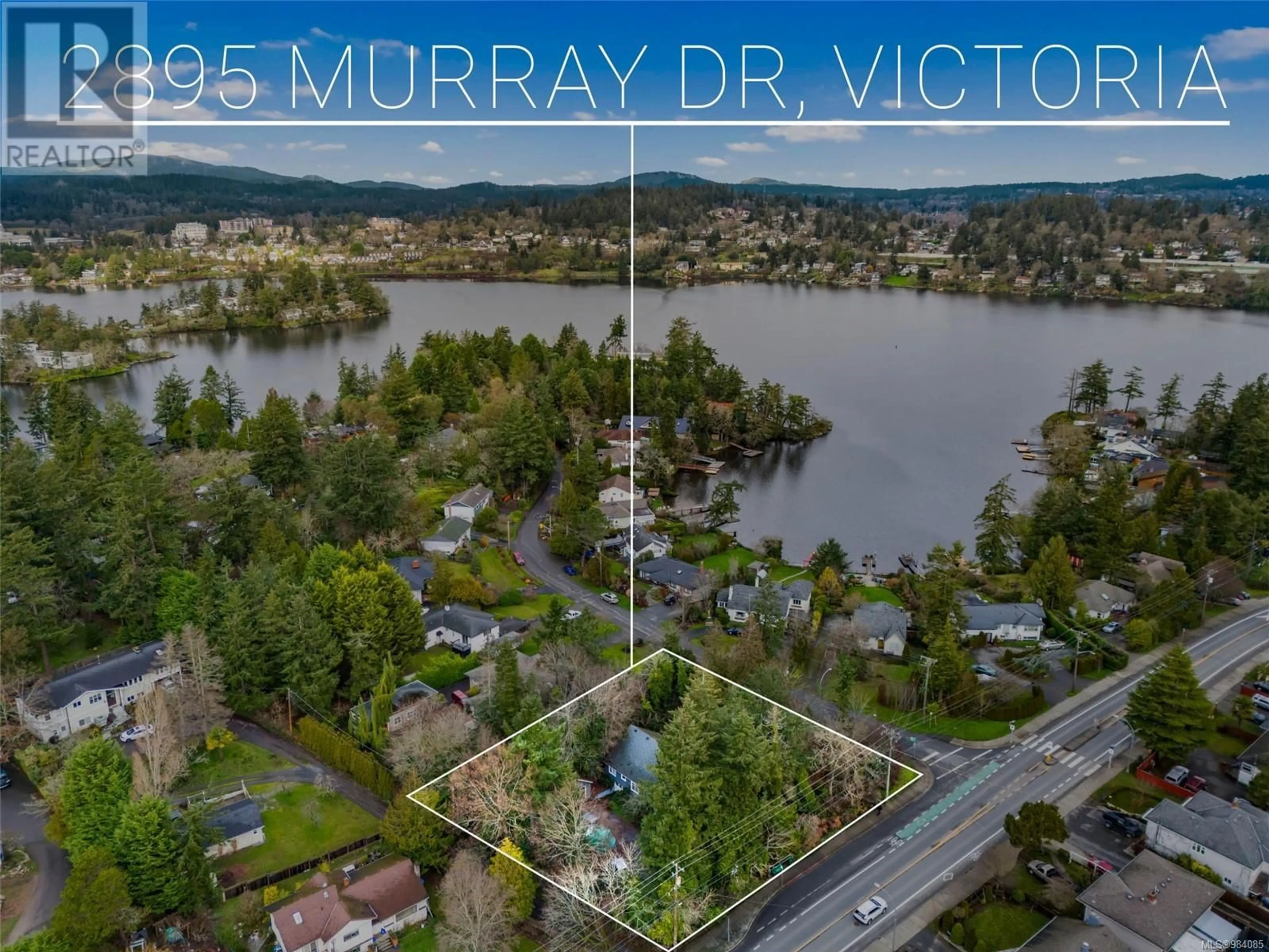 A pic from outside/outdoor area/front of a property/back of a property/a pic from drone, water/lake/river/ocean view for 2895 Murray Dr, Saanich British Columbia V9A2S6