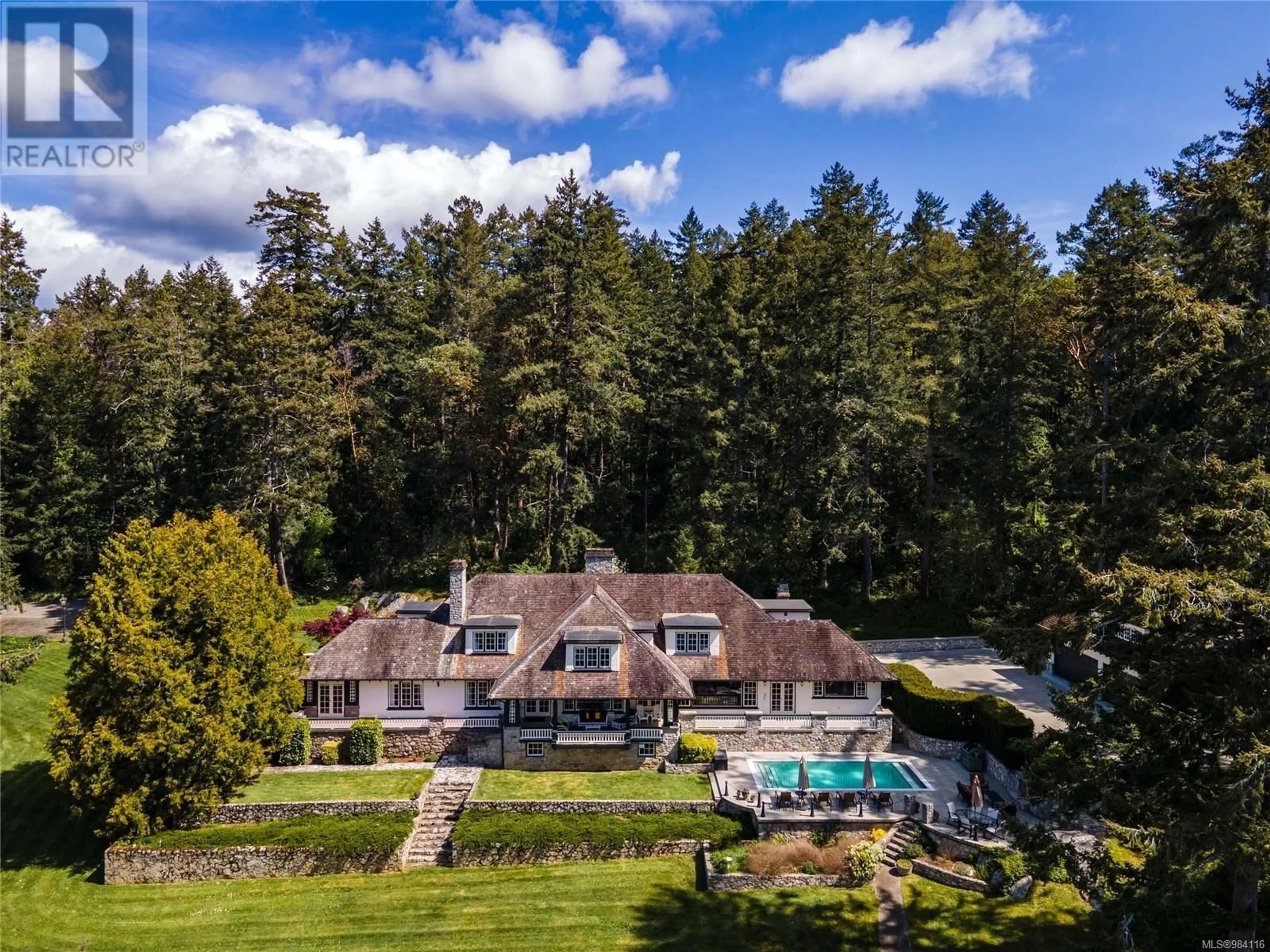 A pic from outside/outdoor area/front of a property/back of a property/a pic from drone, water/lake/river/ocean view for 605 Senanus Dr, Central Saanich British Columbia V8M1S6