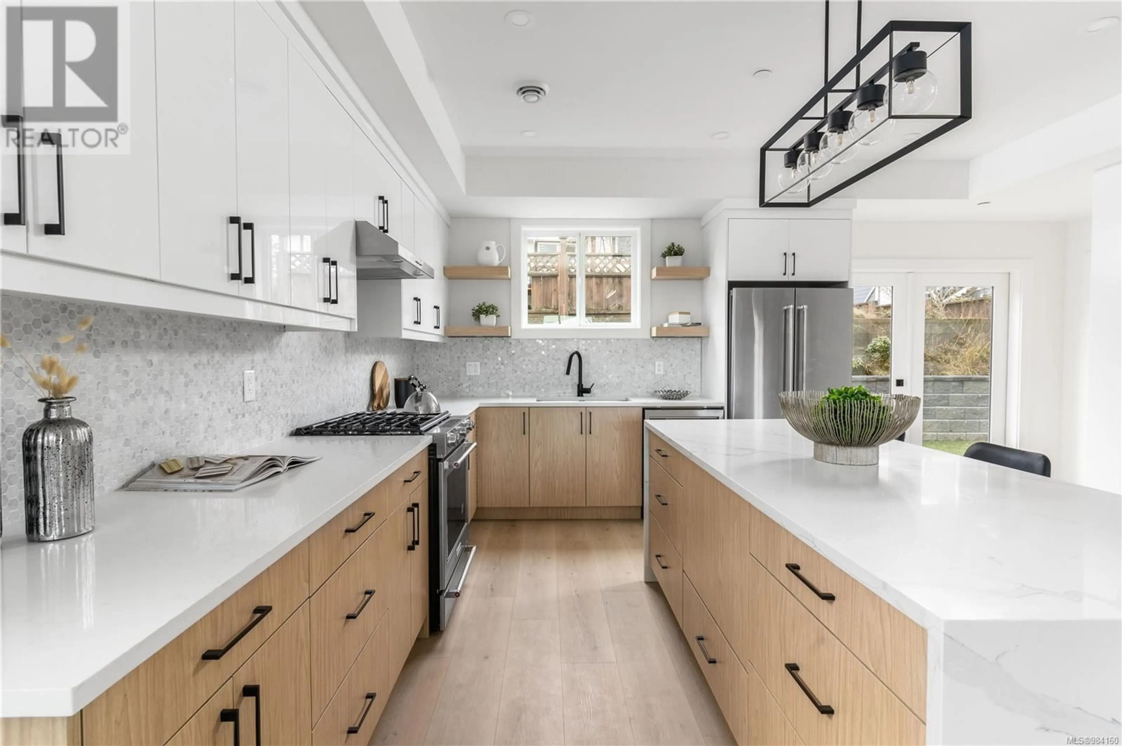 Contemporary kitchen, ceramic/tile floor for 2078 Camden Pl, Sooke British Columbia V9Z0Y9