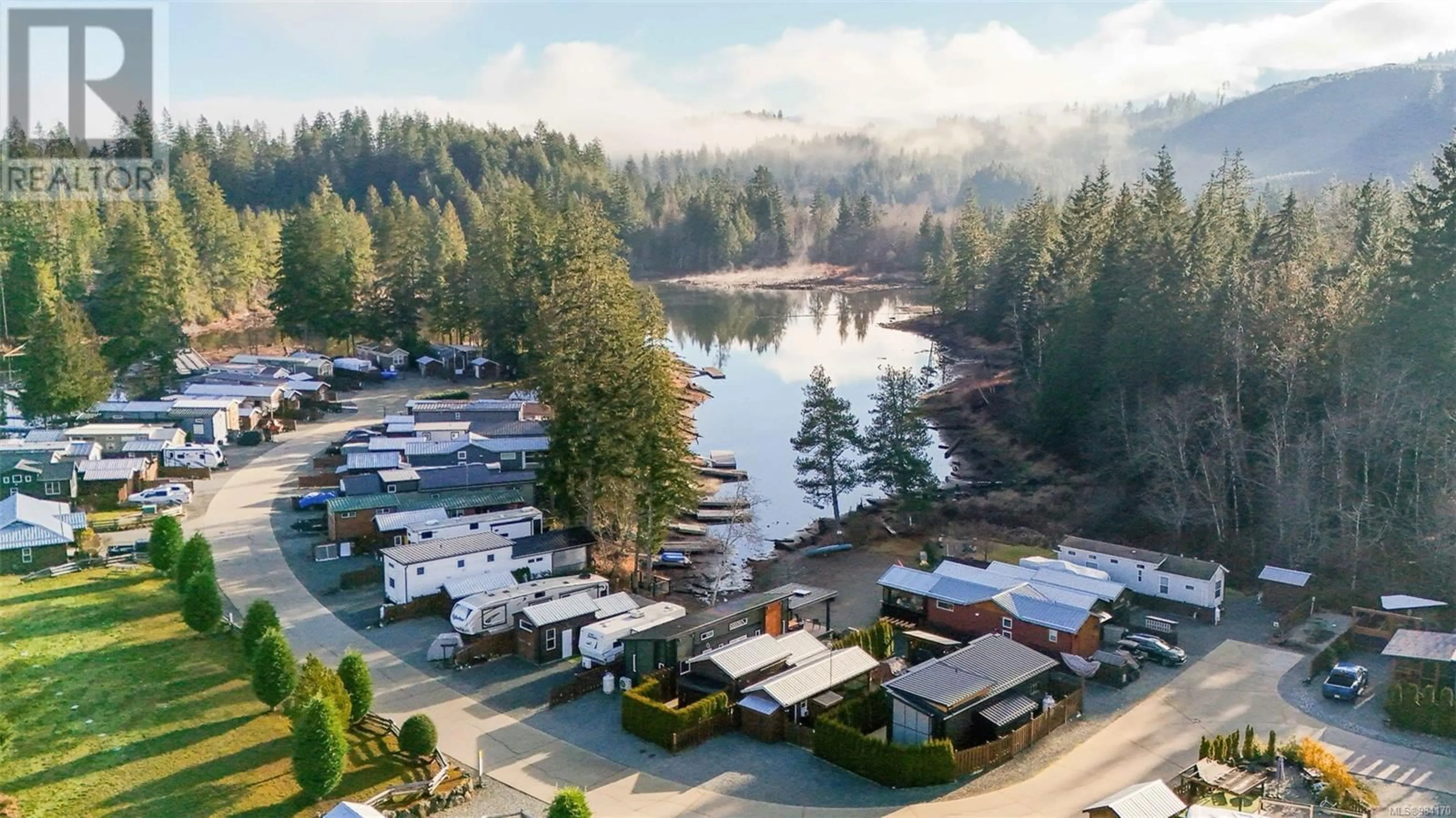 A pic from outside/outdoor area/front of a property/back of a property/a pic from drone, water/lake/river/ocean view for 27 10750 Central Lake Rd, Port Alberni British Columbia V9Y8Z2