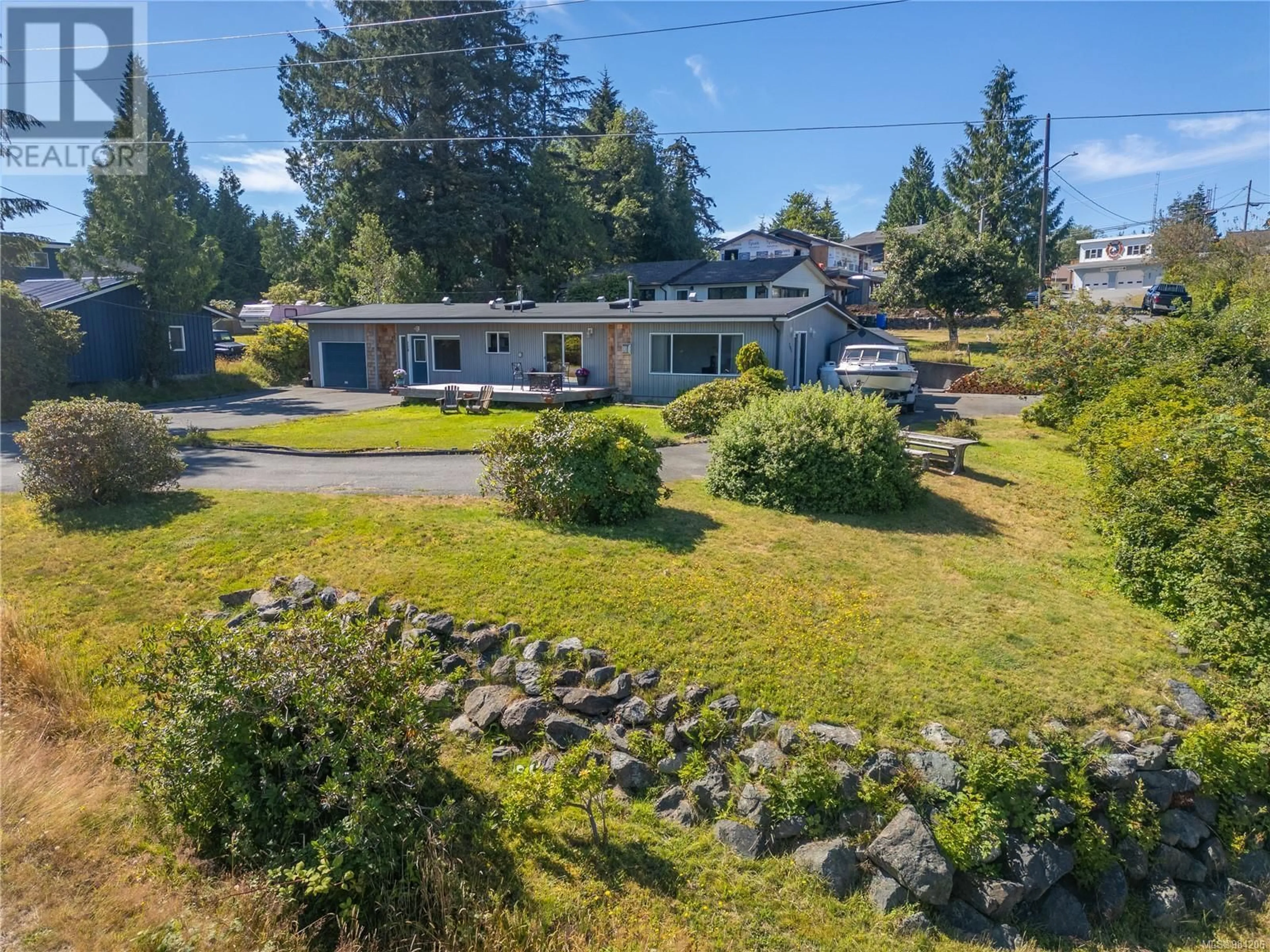 A pic from outside/outdoor area/front of a property/back of a property/a pic from drone, water/lake/river/ocean view for 204 Birch St, Ucluelet British Columbia V0R3A0