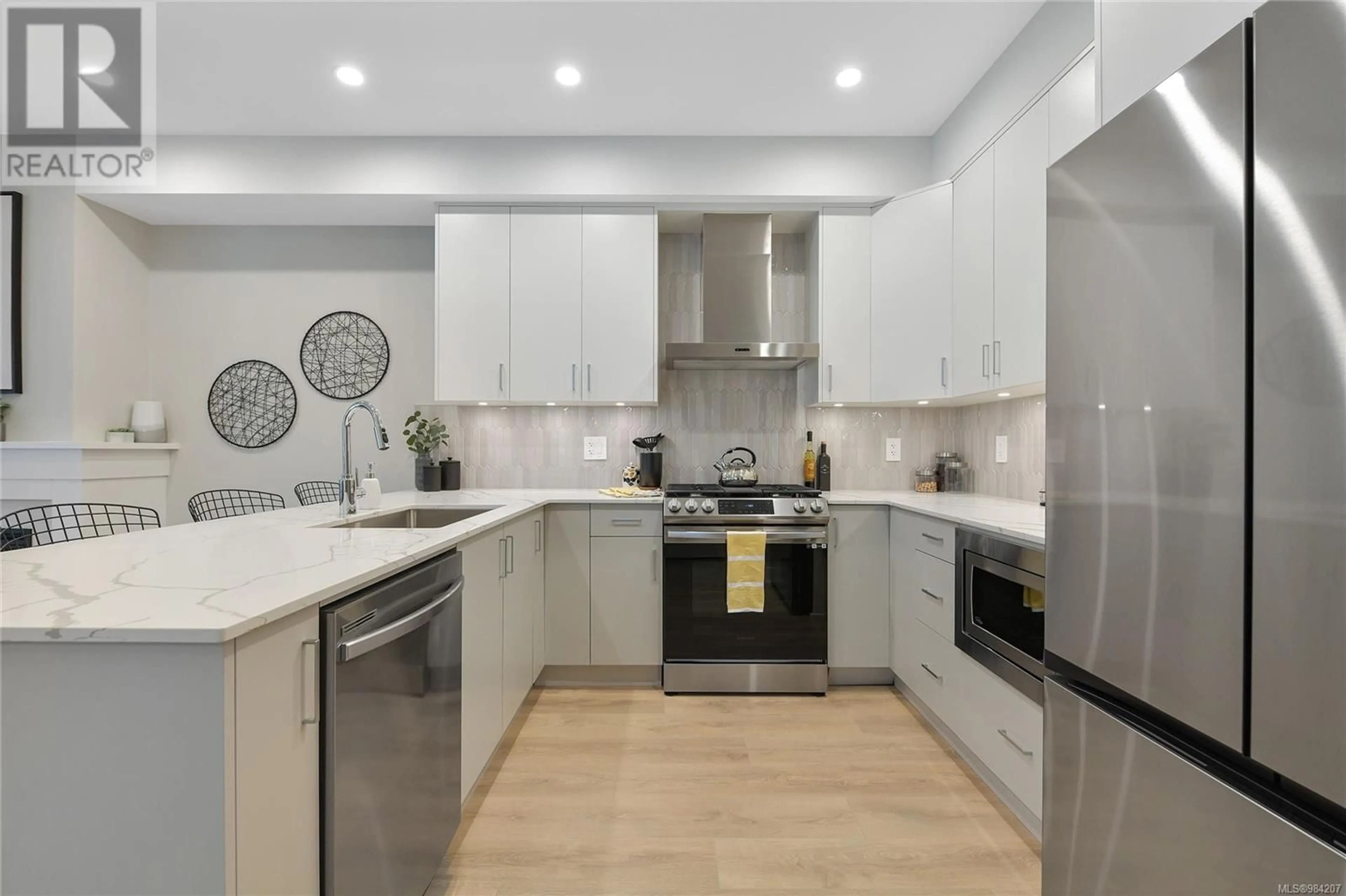 Contemporary kitchen, ceramic/tile floor for 1467 Stella Lane, Langford British Columbia V9B7A7