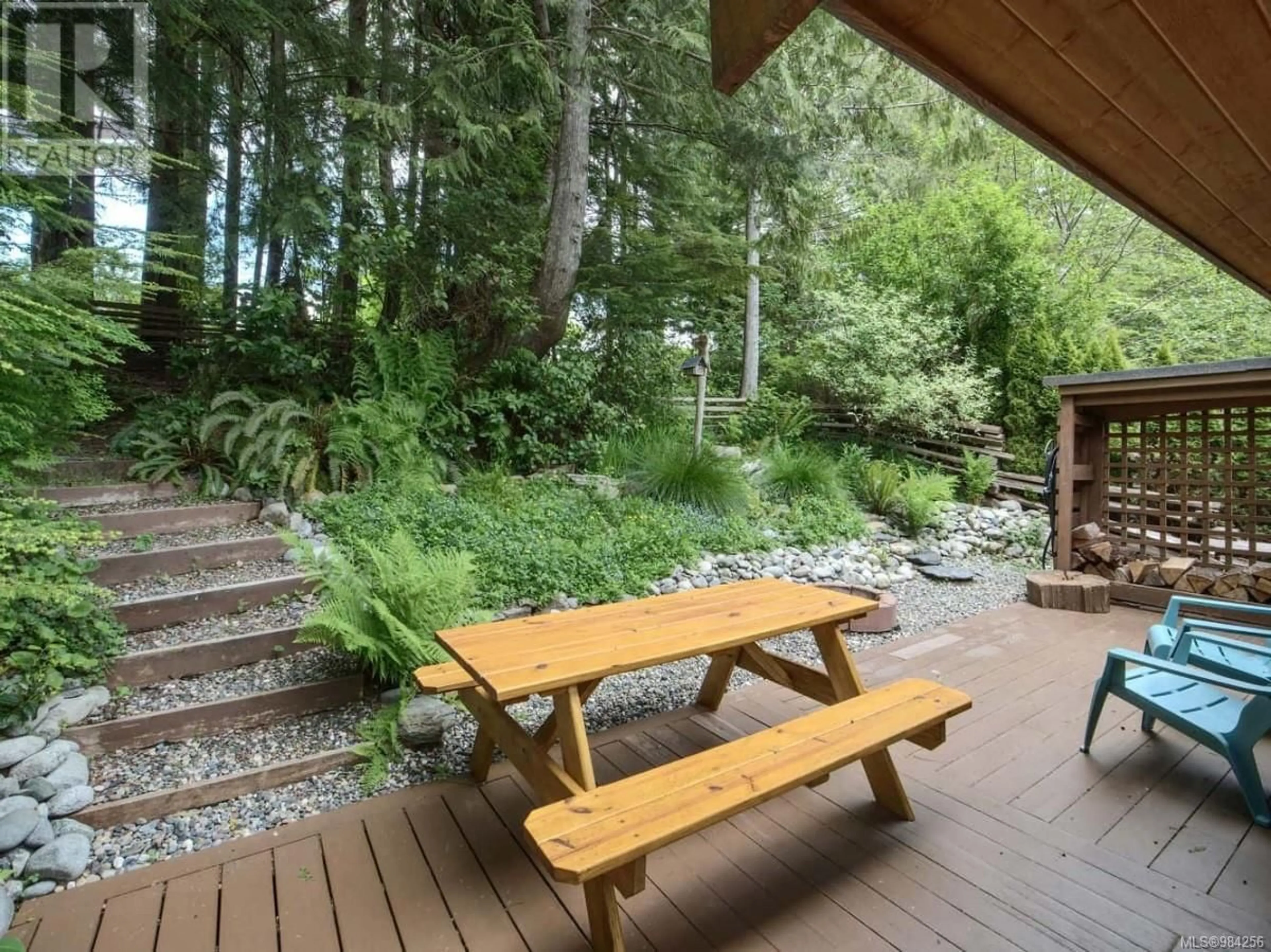 Patio, forest/trees view for 40 6574 Baird Rd, Port Renfrew British Columbia V0S1K0