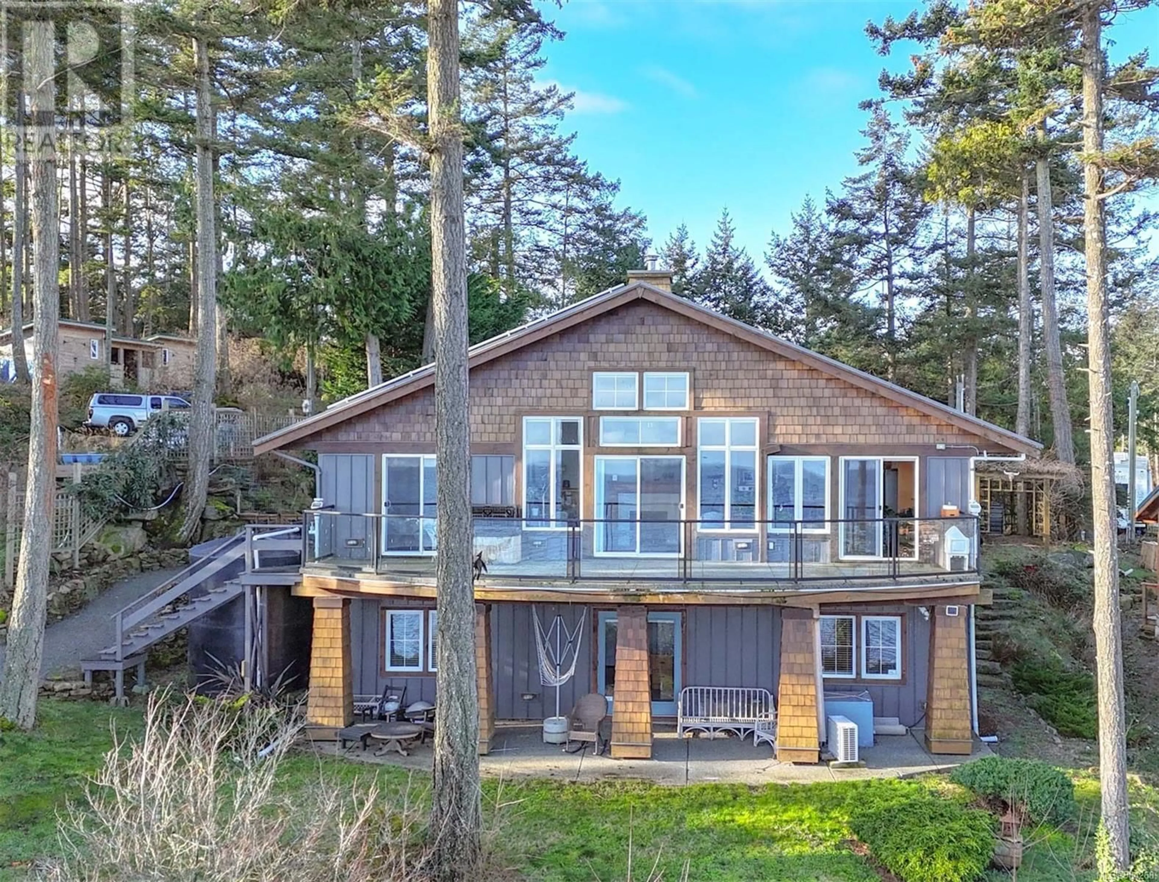 A pic from outside/outdoor area/front of a property/back of a property/a pic from drone, water/lake/river/ocean view for 1064 Berry Point Rd, Gabriola Island British Columbia V0R1X1