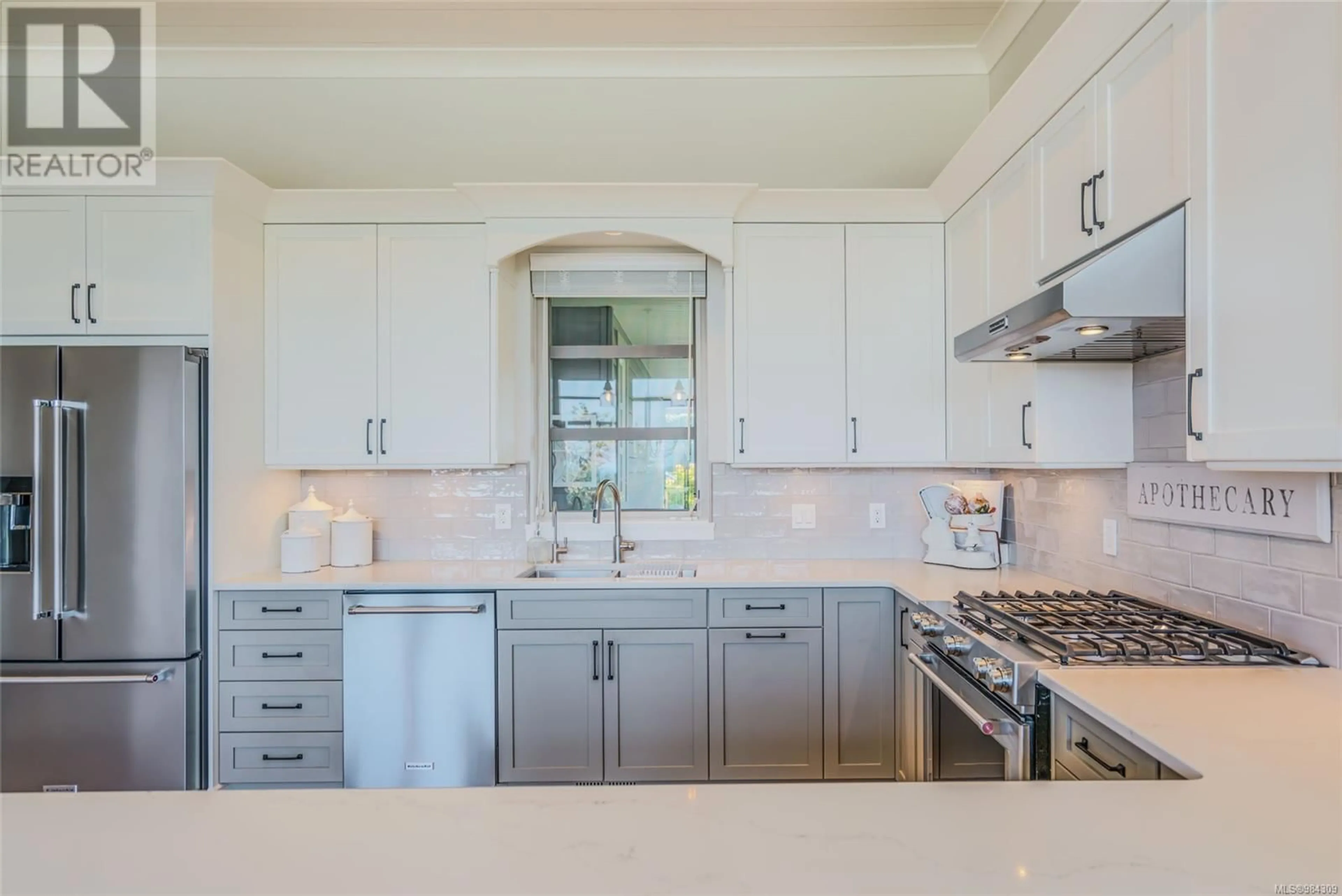 Contemporary kitchen, ceramic/tile floor for 3568 GOODRICH ROAD, Nanoose Bay British Columbia V9P9K9