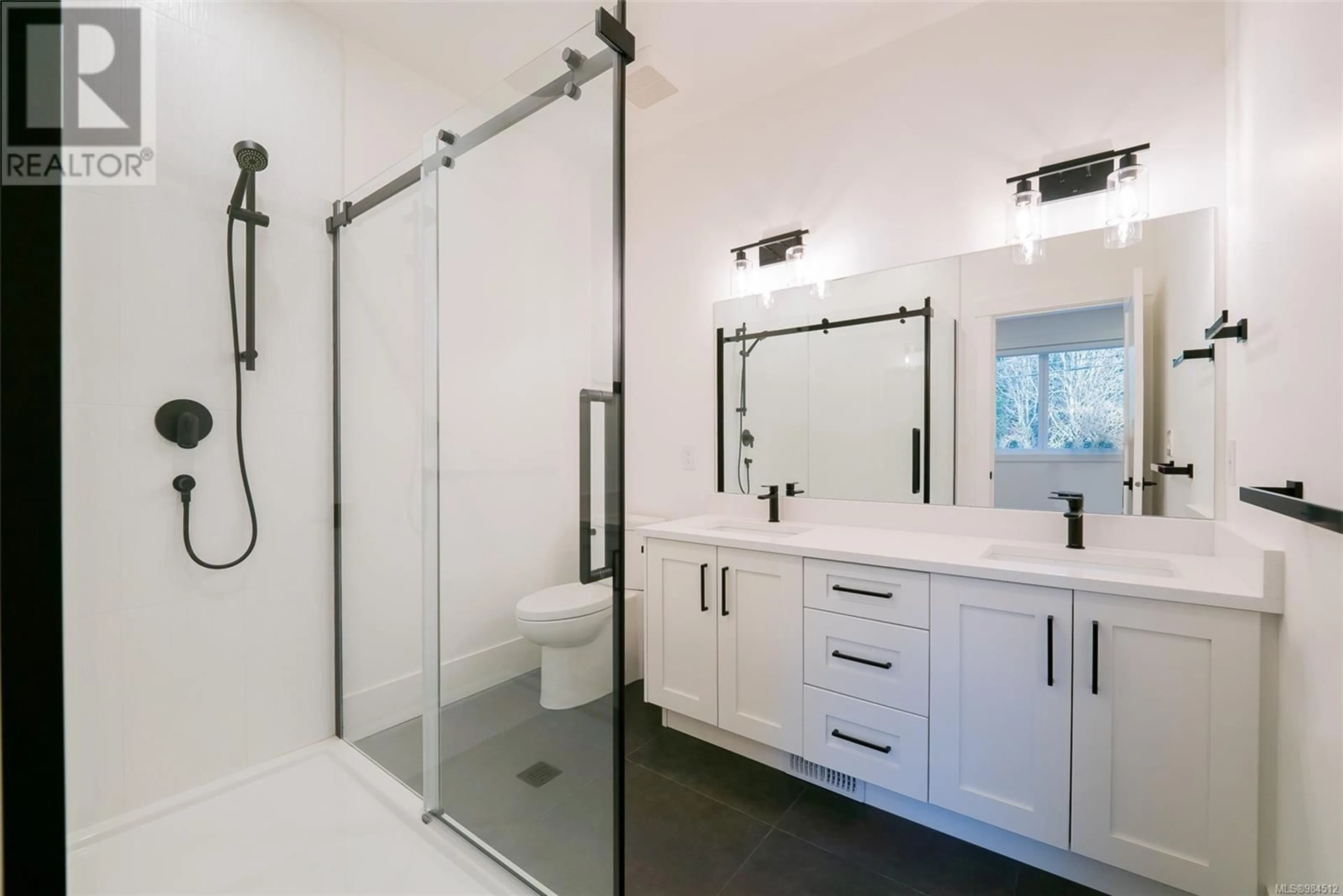 Contemporary bathroom, ceramic/tile floor for B 6645 Aulds Rd, Lantzville British Columbia V9T5R7