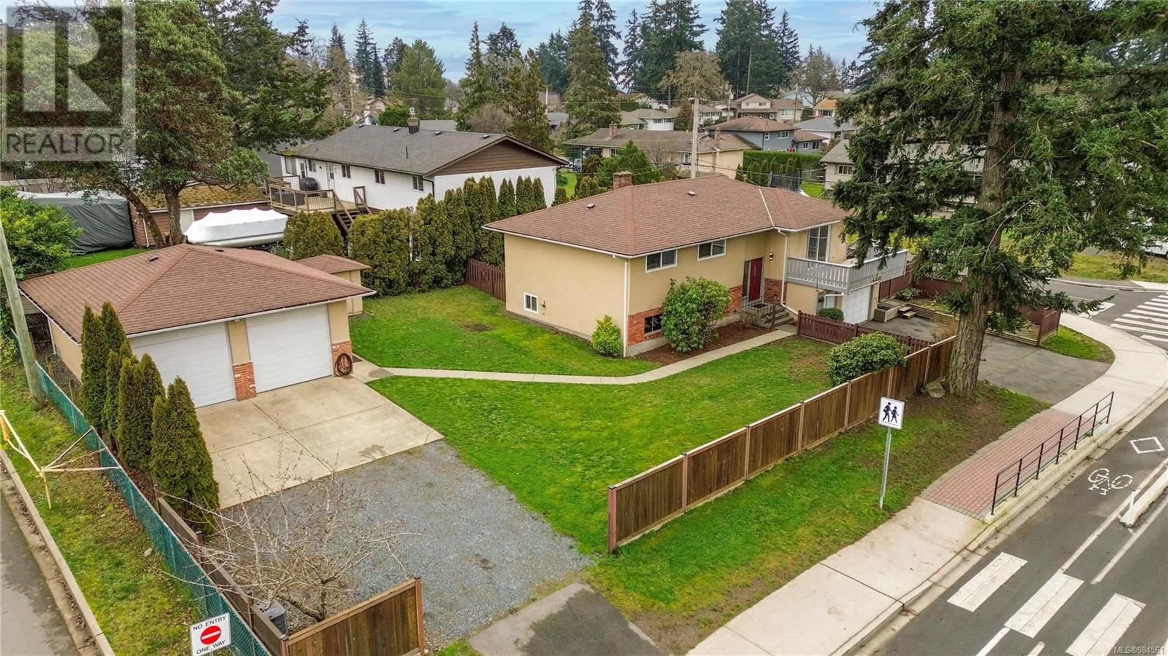 A pic from outside/outdoor area/front of a property/back of a property/a pic from drone, street for 3351 Painter Rd, Colwood British Columbia V9C2J1