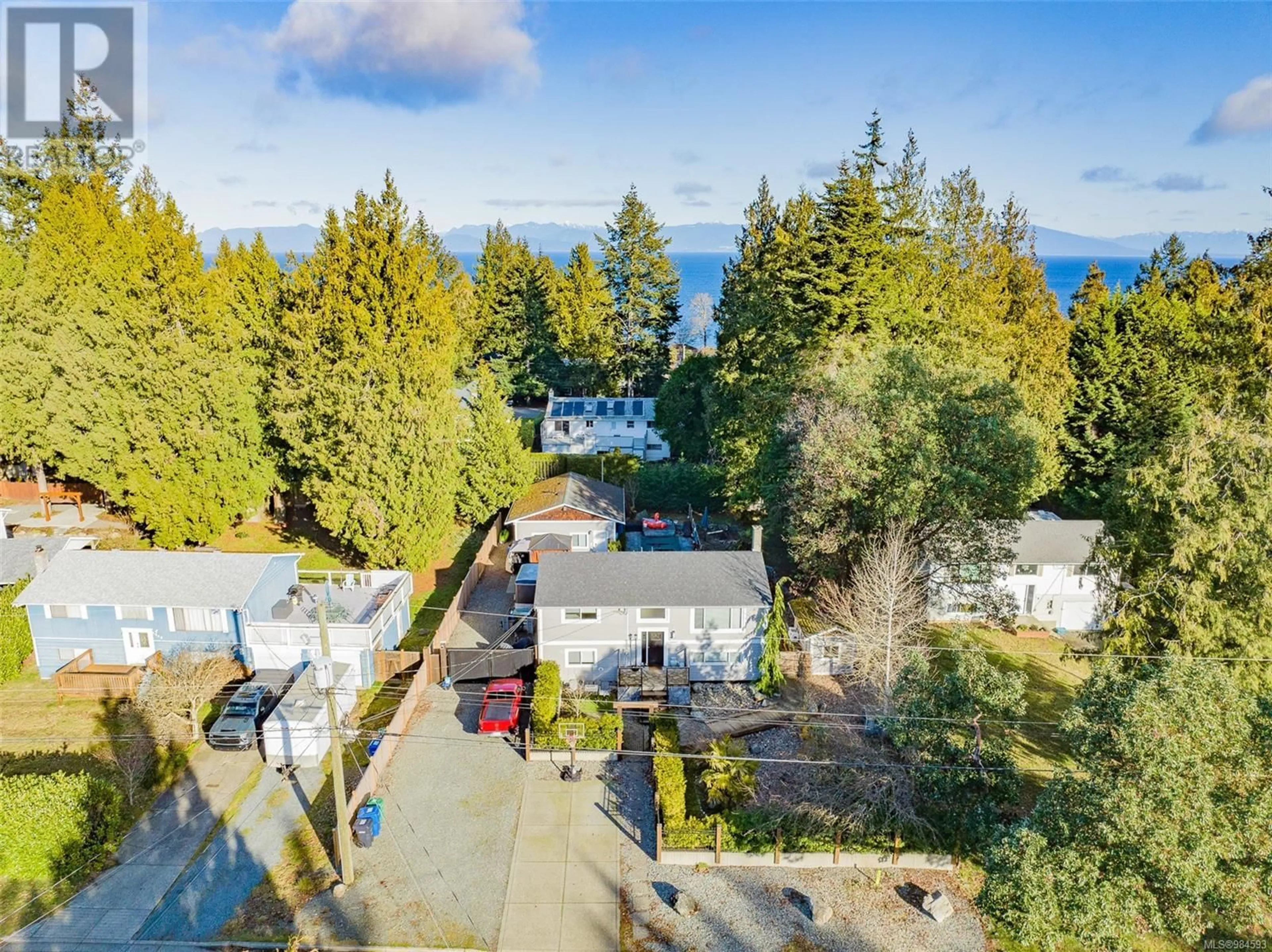 A pic from outside/outdoor area/front of a property/back of a property/a pic from drone, water/lake/river/ocean view for 5862 Broadway Rd, Nanaimo British Columbia V9V1E7