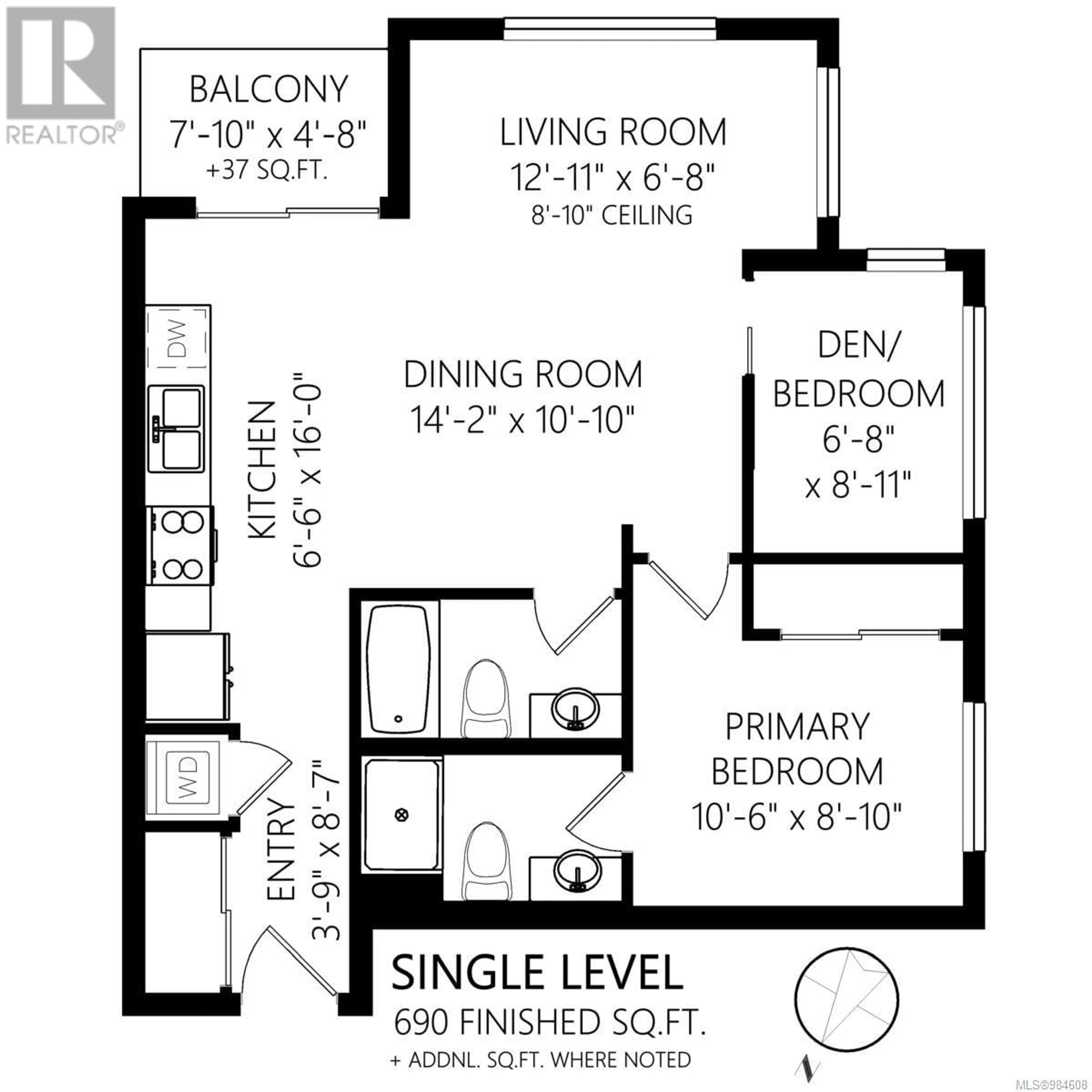 Floor plan for 411 1301 Hillside Ave, Victoria British Columbia V8T0E3