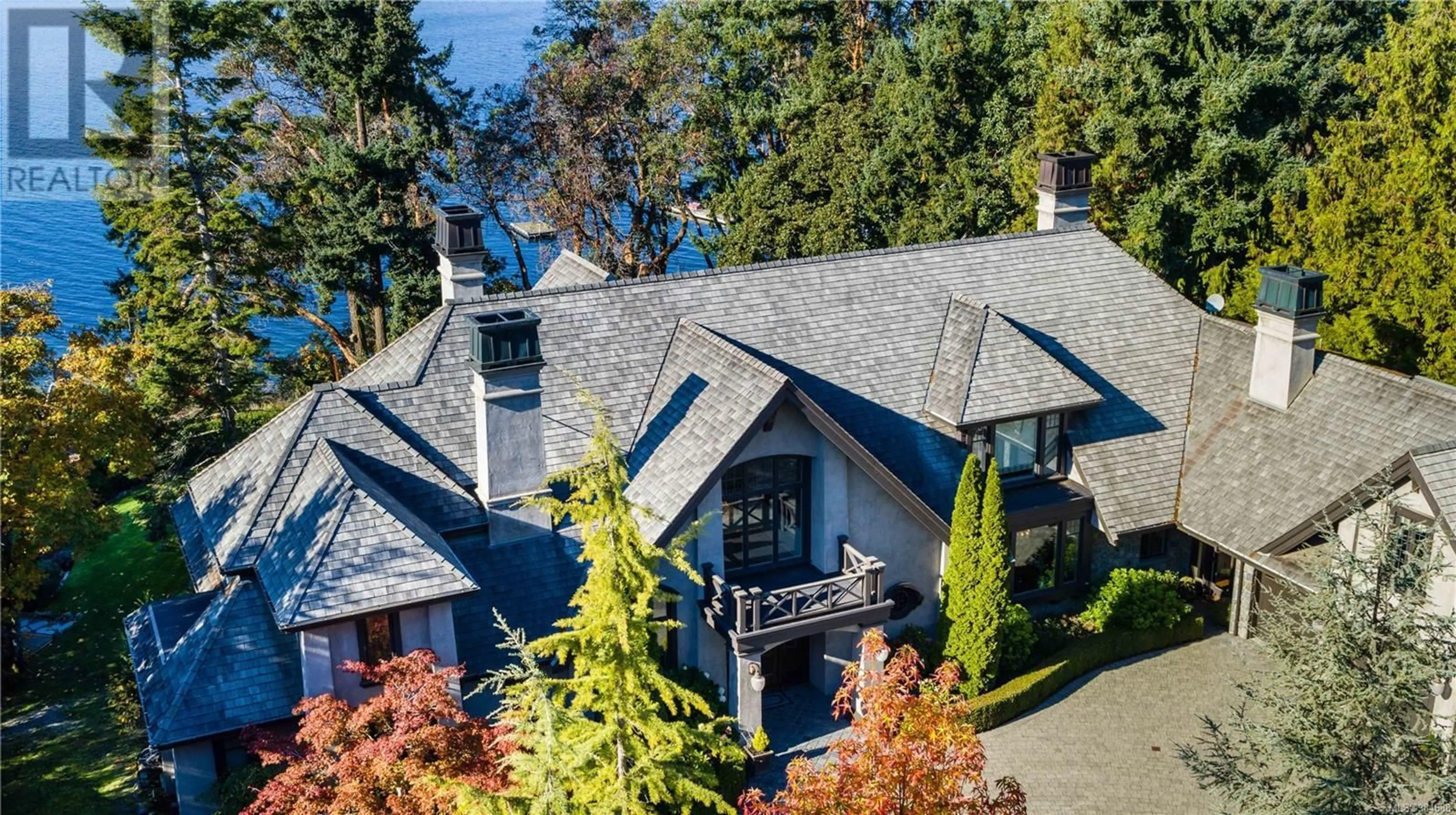 A pic from outside/outdoor area/front of a property/back of a property/a pic from drone, water/lake/river/ocean view for 9310 Ardmore Dr, North Saanich British Columbia V8L5G4