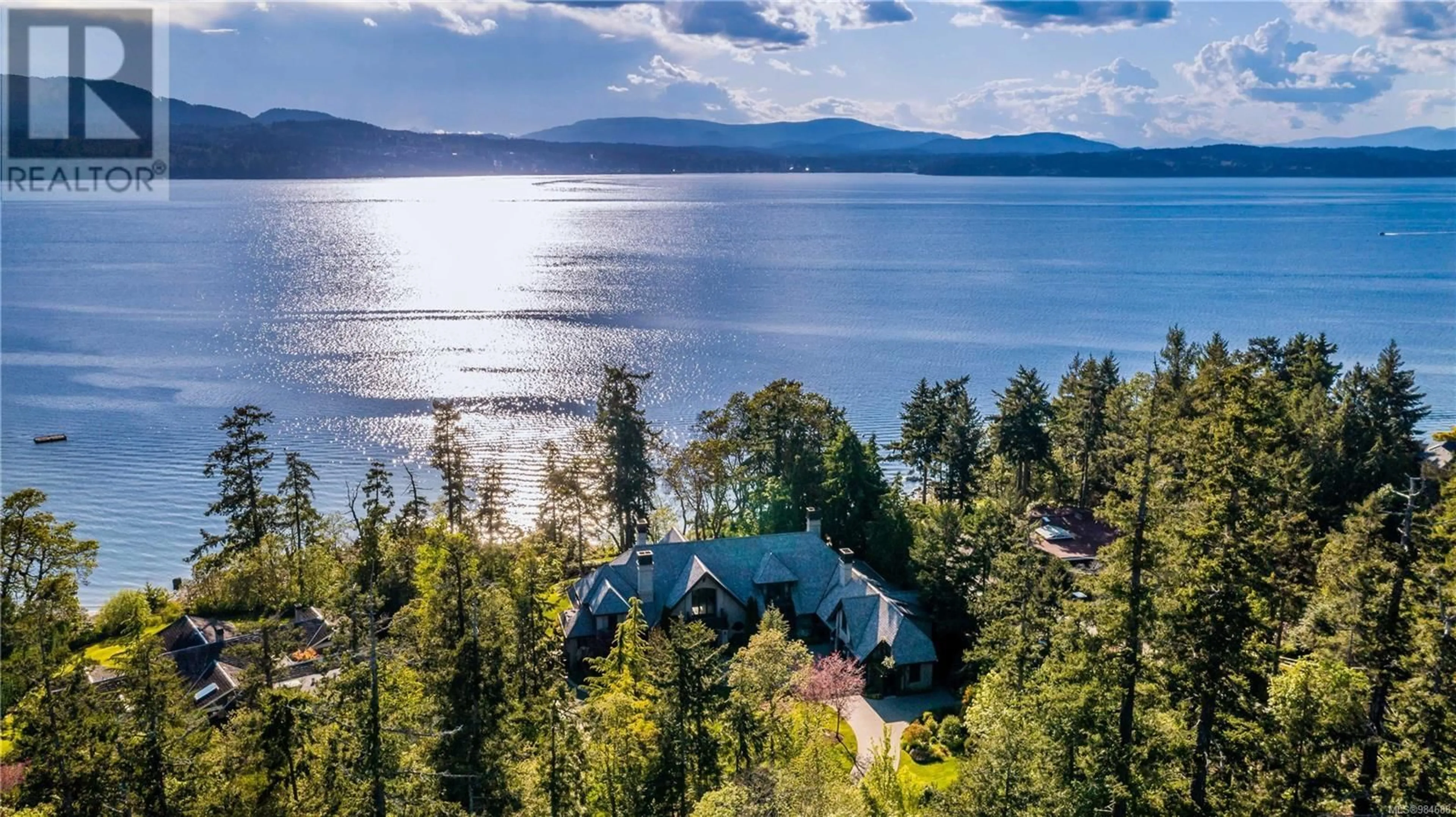 A pic from outside/outdoor area/front of a property/back of a property/a pic from drone, water/lake/river/ocean view for 9310 Ardmore Dr, North Saanich British Columbia V8L5G4