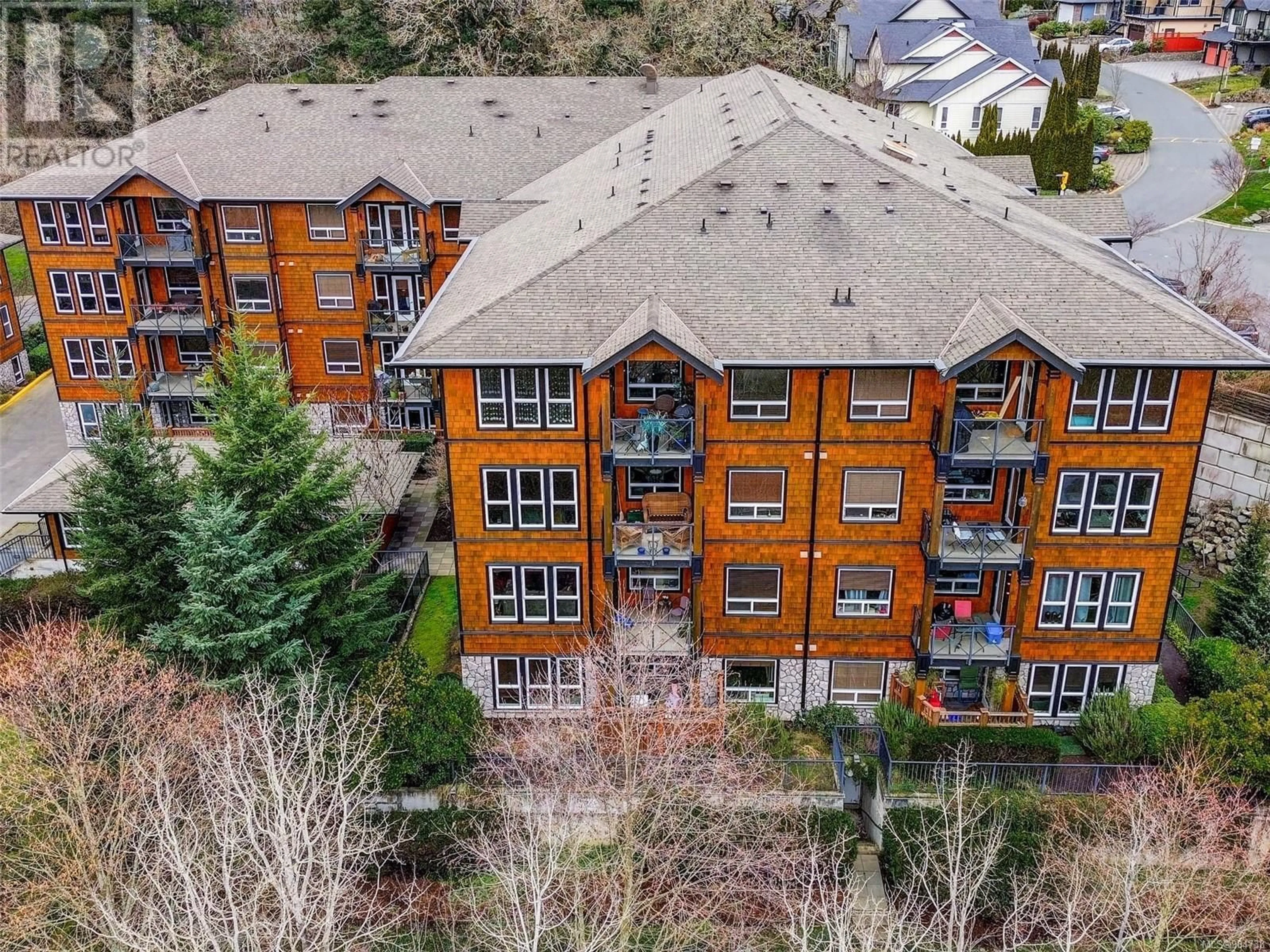 A pic from outside/outdoor area/front of a property/back of a property/a pic from drone, building for 206 201 Nursery Hill Dr, View Royal British Columbia V9B0H7