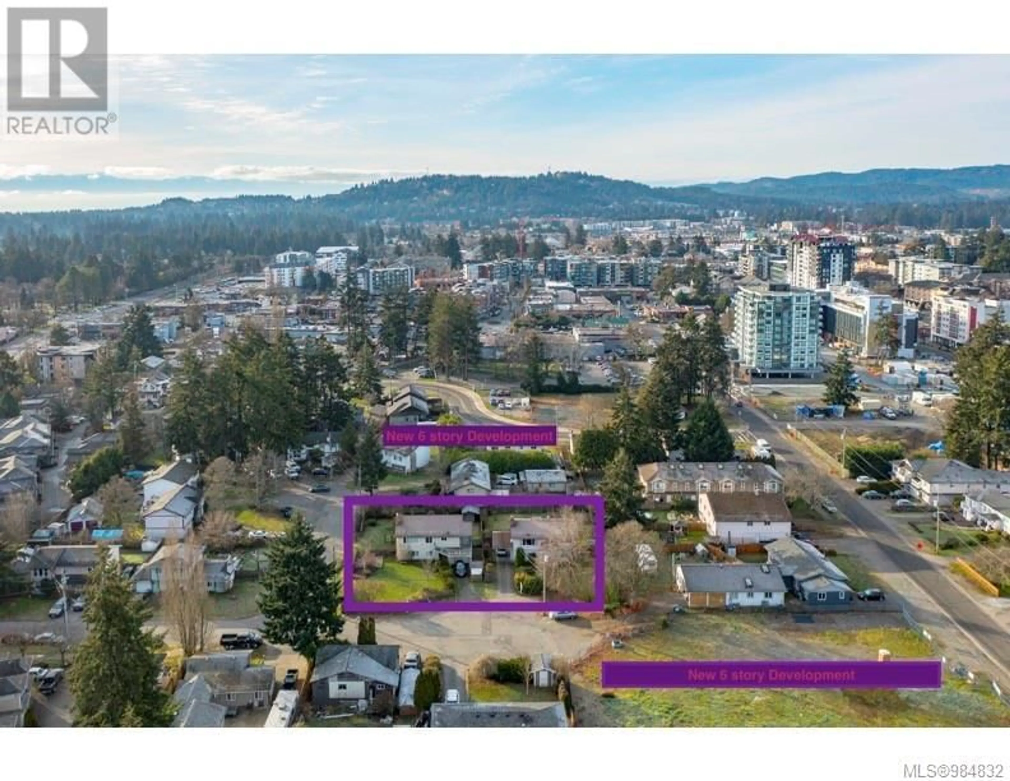 A pic from outside/outdoor area/front of a property/back of a property/a pic from drone, mountain view for 723 Percy Pl, Langford British Columbia V9B3B5