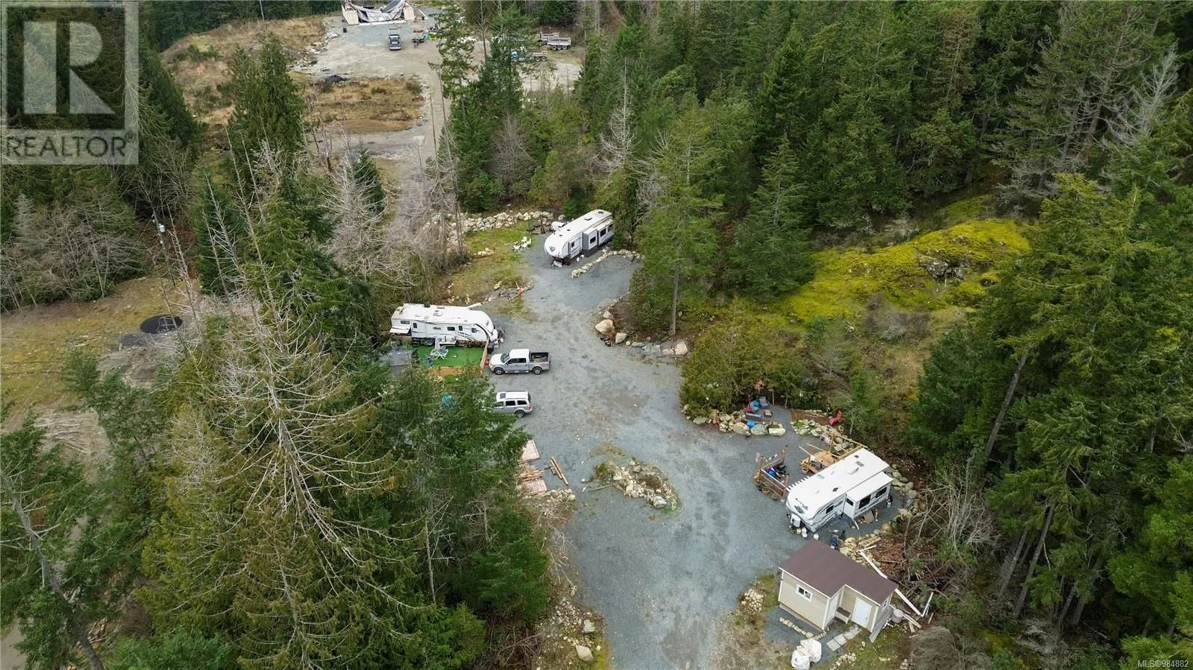 A pic from outside/outdoor area/front of a property/back of a property/a pic from drone, unknown for 687-689 Shawnigan Lake Rd, Shawnigan Lake British Columbia V0R2L0