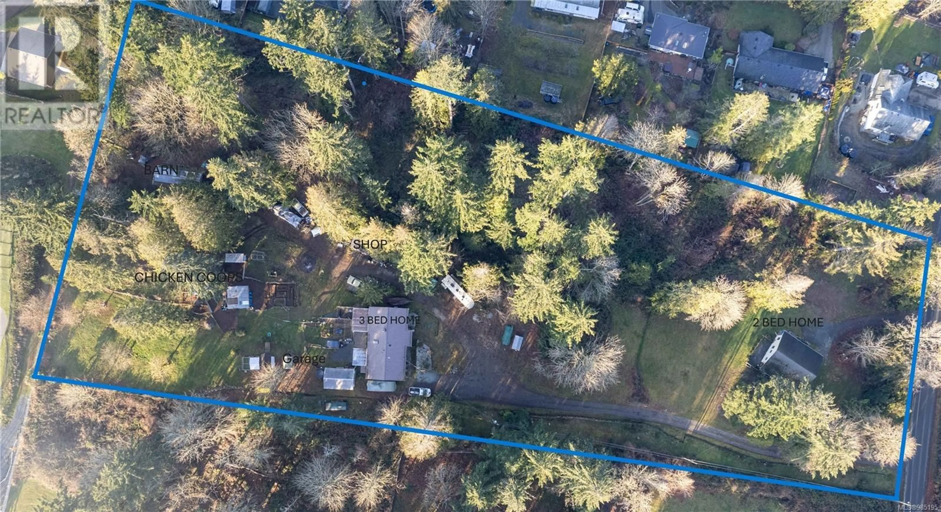 A pic from outside/outdoor area/front of a property/back of a property/a pic from drone, forest/trees view for 3667/3663 Allsop Rd, Nanaimo British Columbia V9R6X3