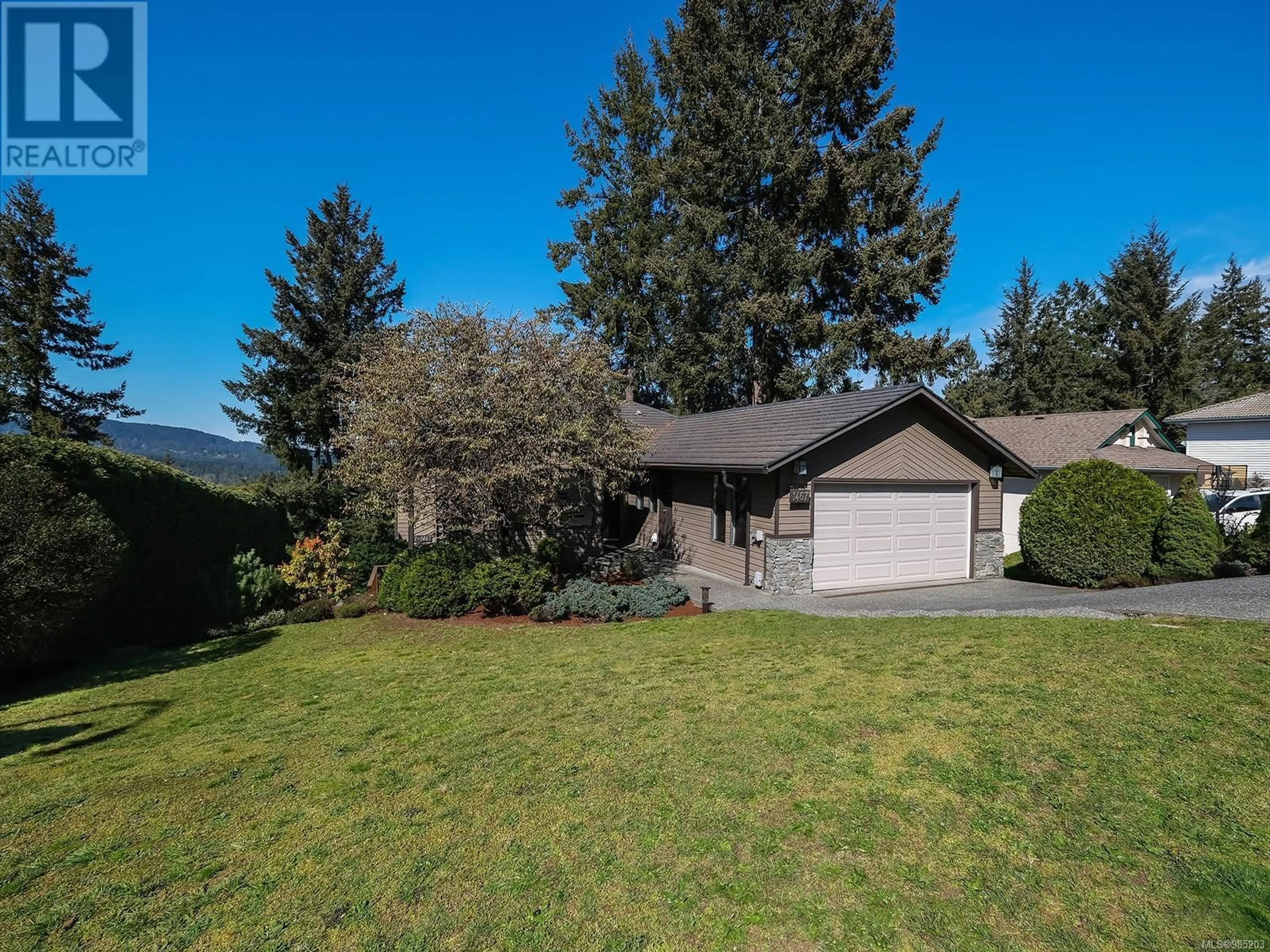 A pic from outside/outdoor area/front of a property/back of a property/a pic from drone, mountain view for 1467 Belcarra Rd, Duncan British Columbia V9L5P2