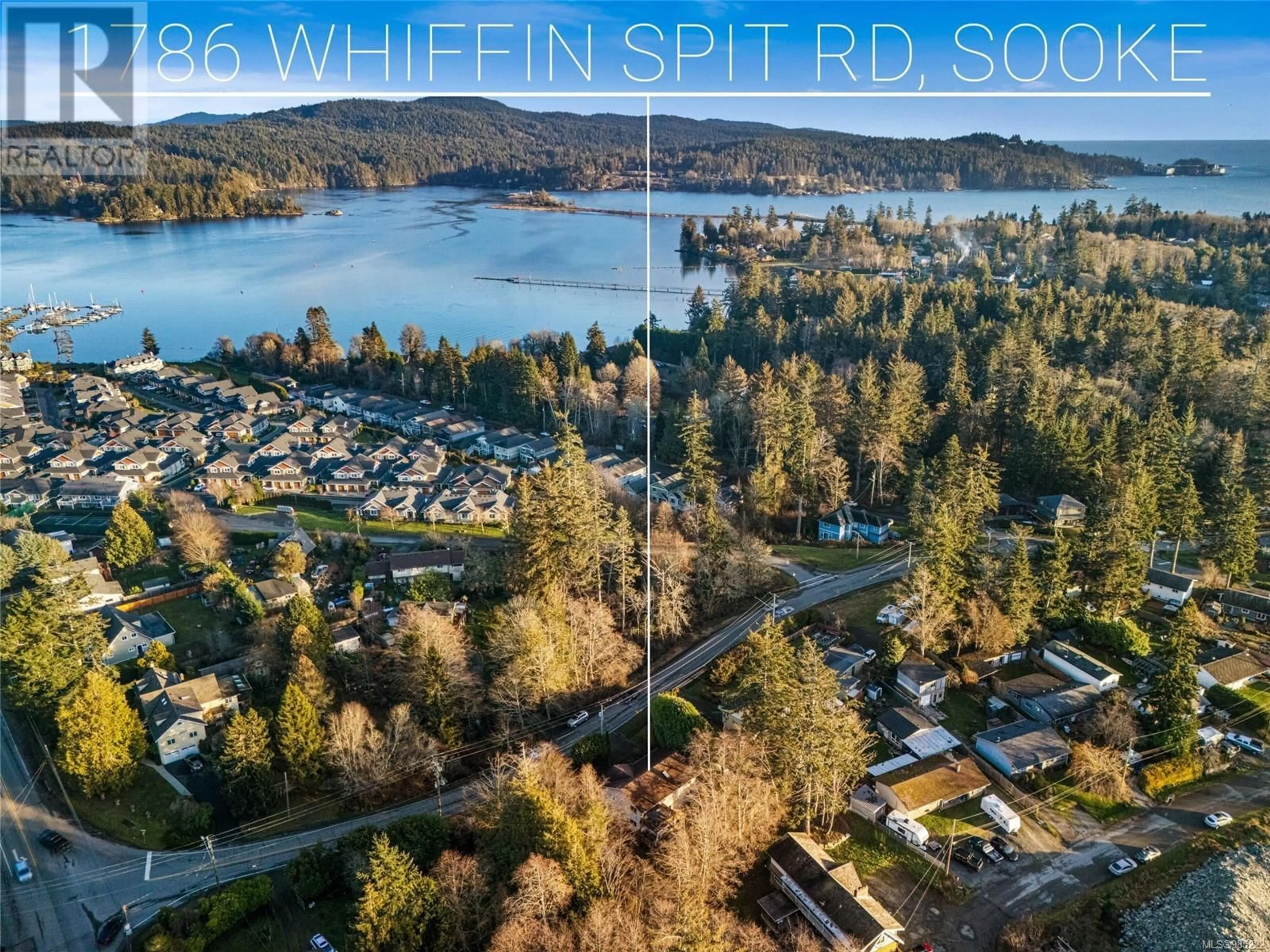 A pic from outside/outdoor area/front of a property/back of a property/a pic from drone, water/lake/river/ocean view for 1786 Whiffin Spit Rd, Sooke British Columbia V0S1N0