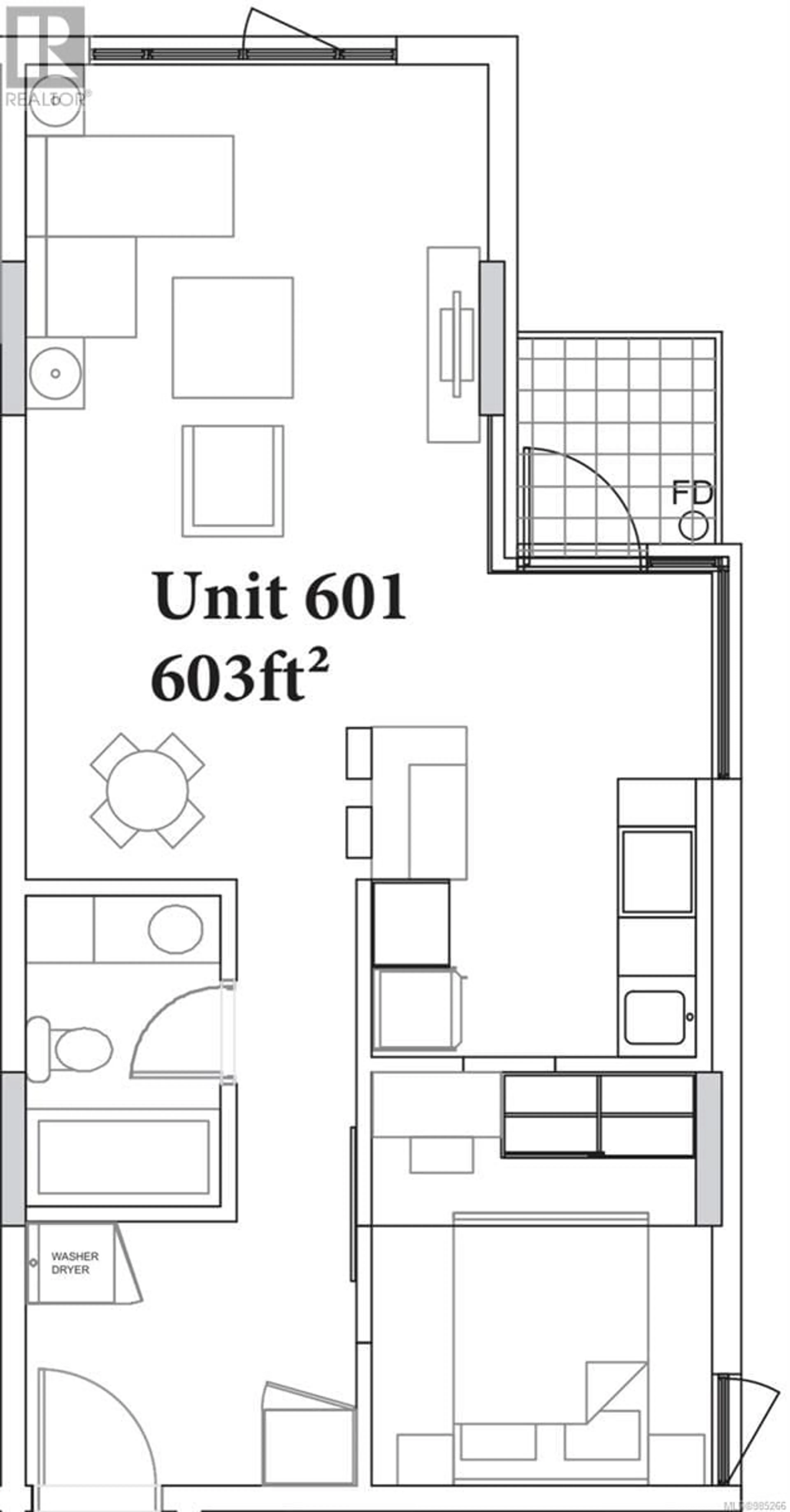 Floor plan for 601 1029 View St, Victoria British Columbia V8V0C9