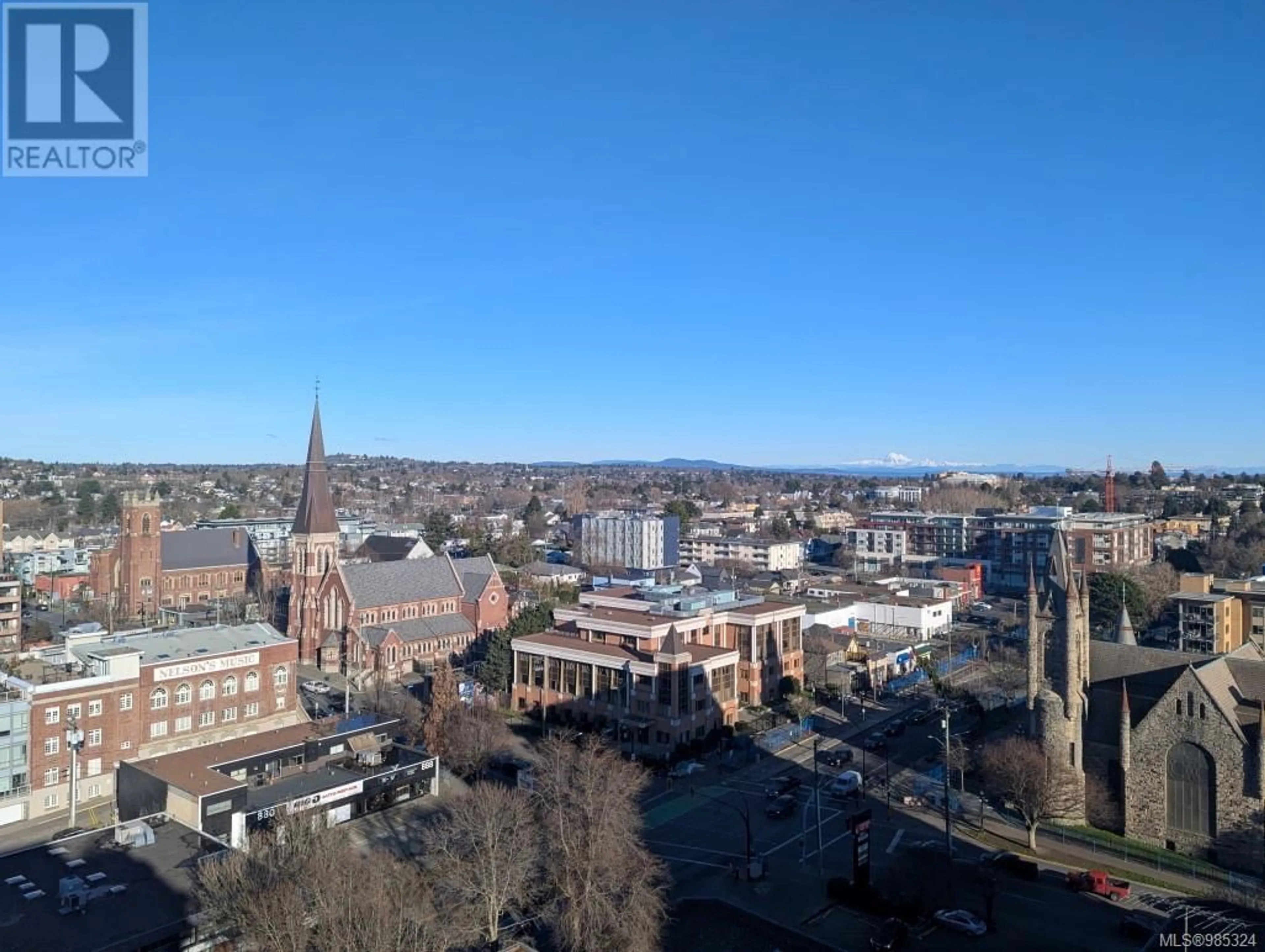 A pic from outside/outdoor area/front of a property/back of a property/a pic from drone, city buildings view from balcony for 1001 834 Johnson St, Victoria British Columbia V8W1N3