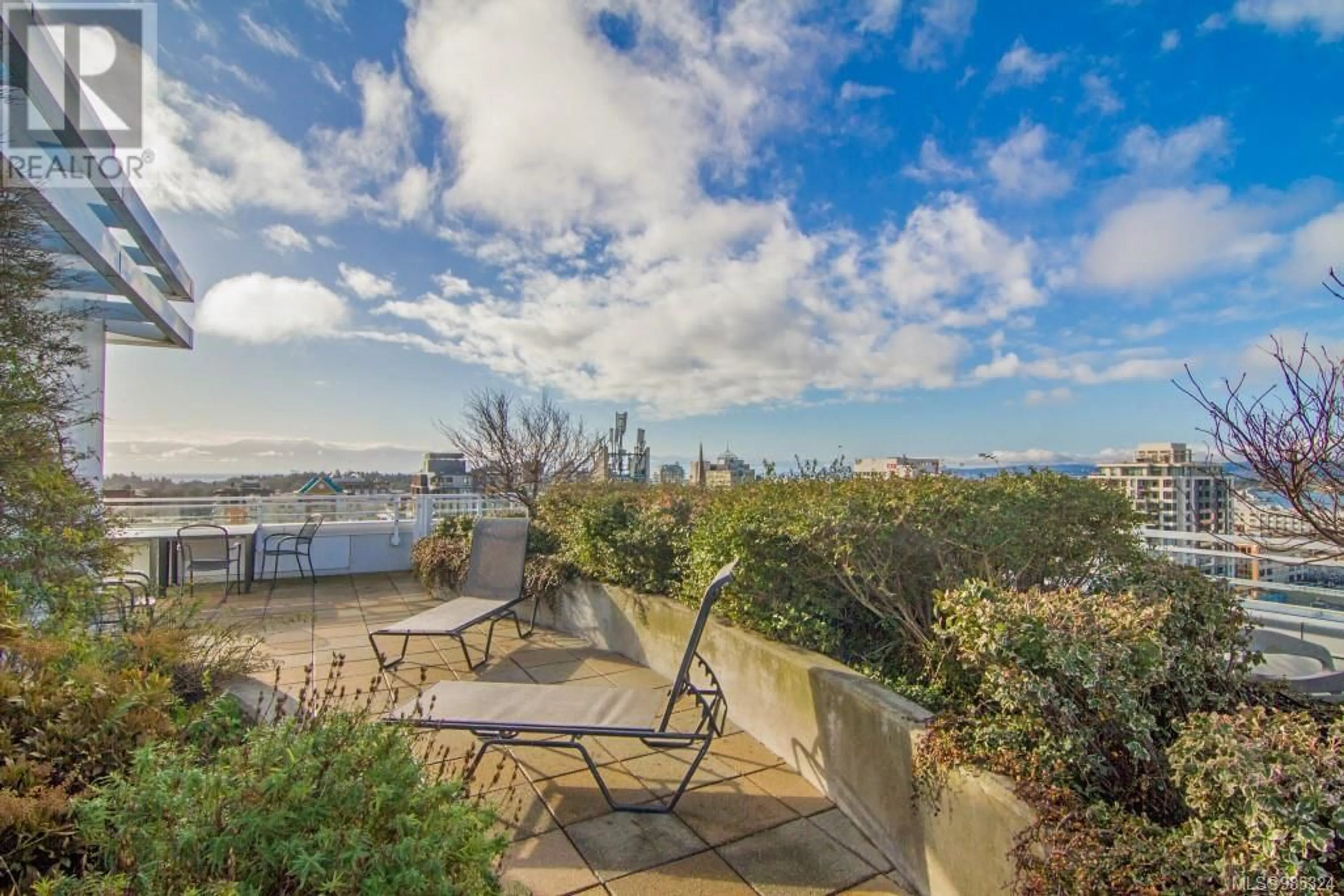 Patio, water/lake/river/ocean view for 1001 834 Johnson St, Victoria British Columbia V8W1N3