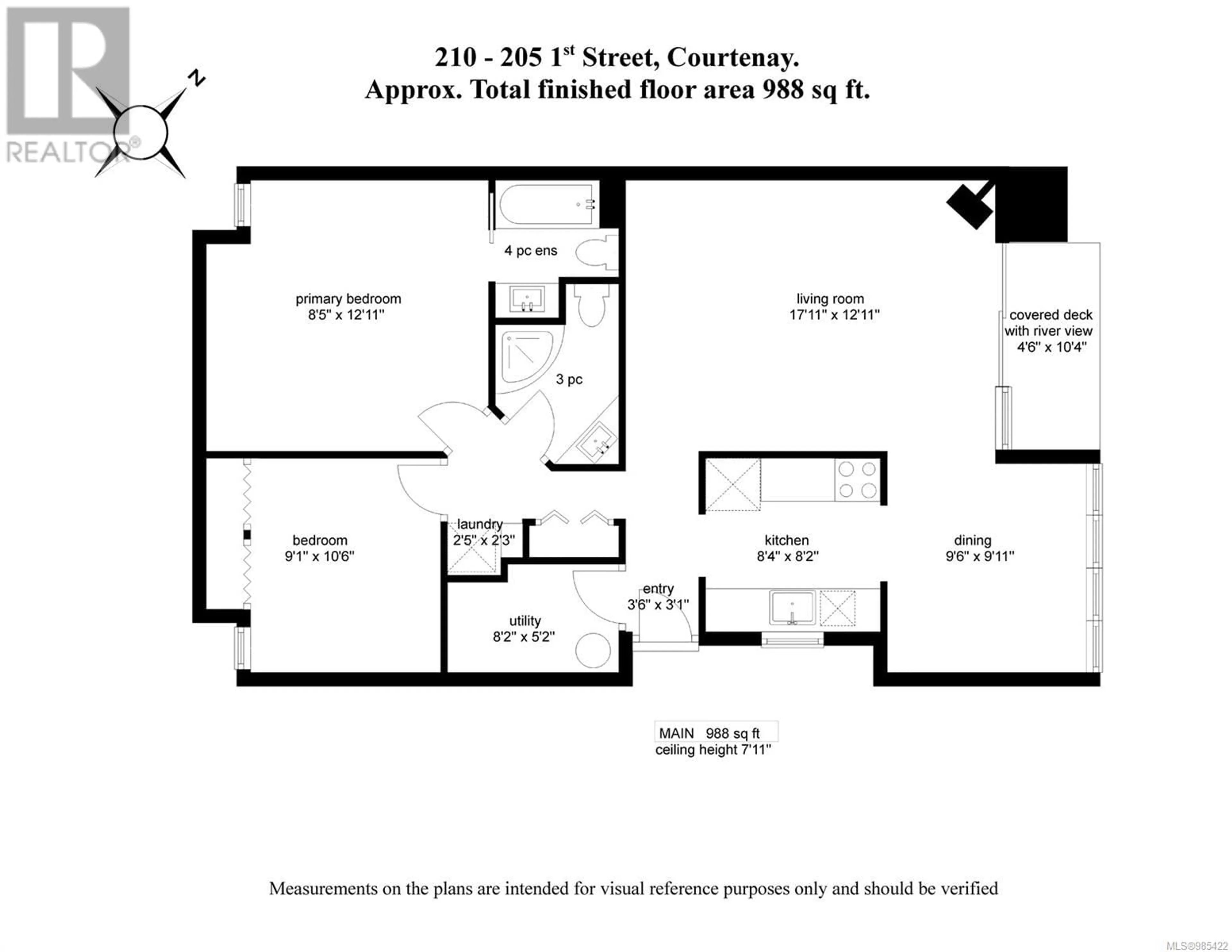 Floor plan for 210 205 1st St, Courtenay British Columbia V9N1A5