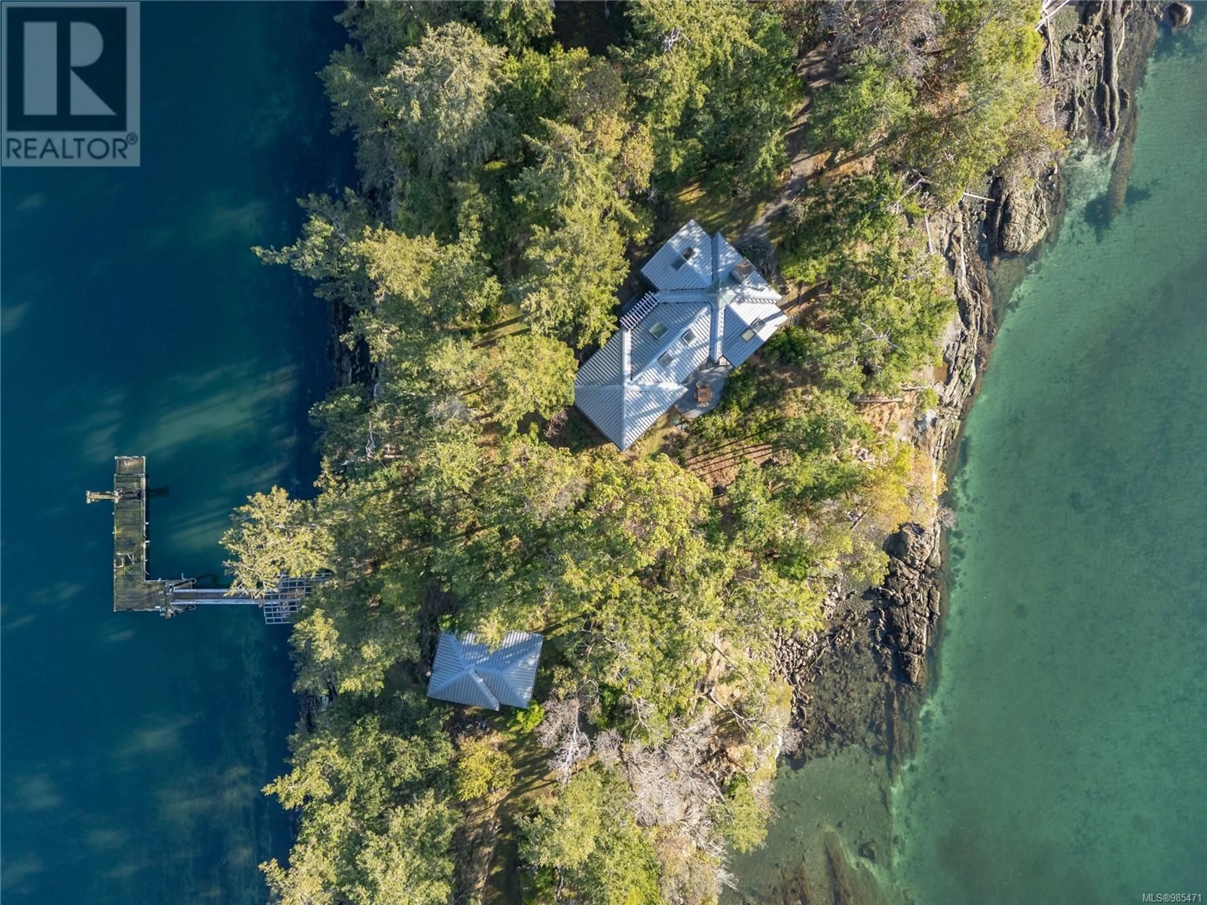 A pic from outside/outdoor area/front of a property/back of a property/a pic from drone, water/lake/river/ocean view for 105 CHURCH BAY ROAD, Saturna Island British Columbia V0N2Y0