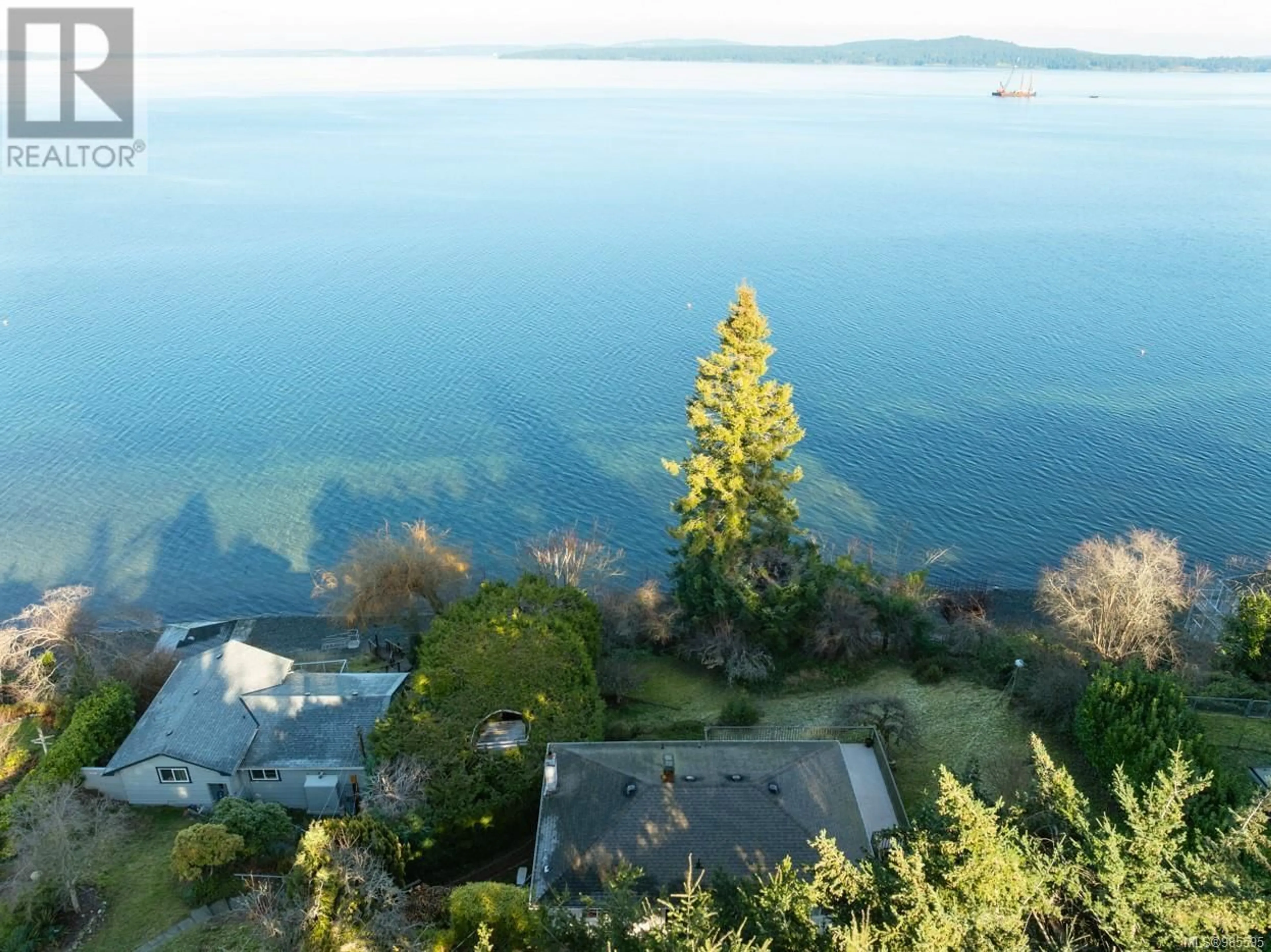 A pic from outside/outdoor area/front of a property/back of a property/a pic from drone, water/lake/river/ocean view for 3665 Gardner Rd, Saltair British Columbia V9G2A2