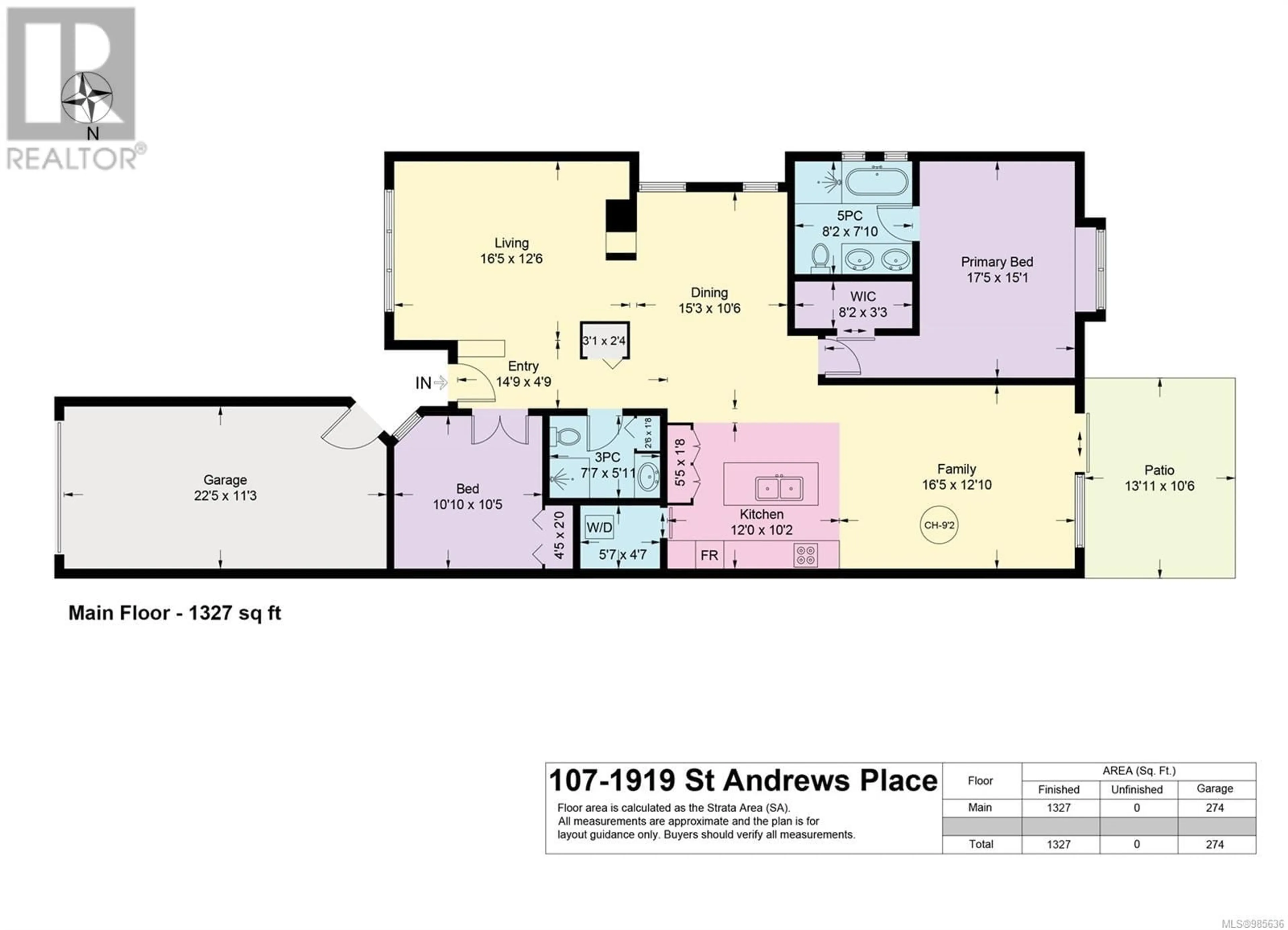 Floor plan for 107 1919 St. Andrews Pl, Courtenay British Columbia V9N9T4