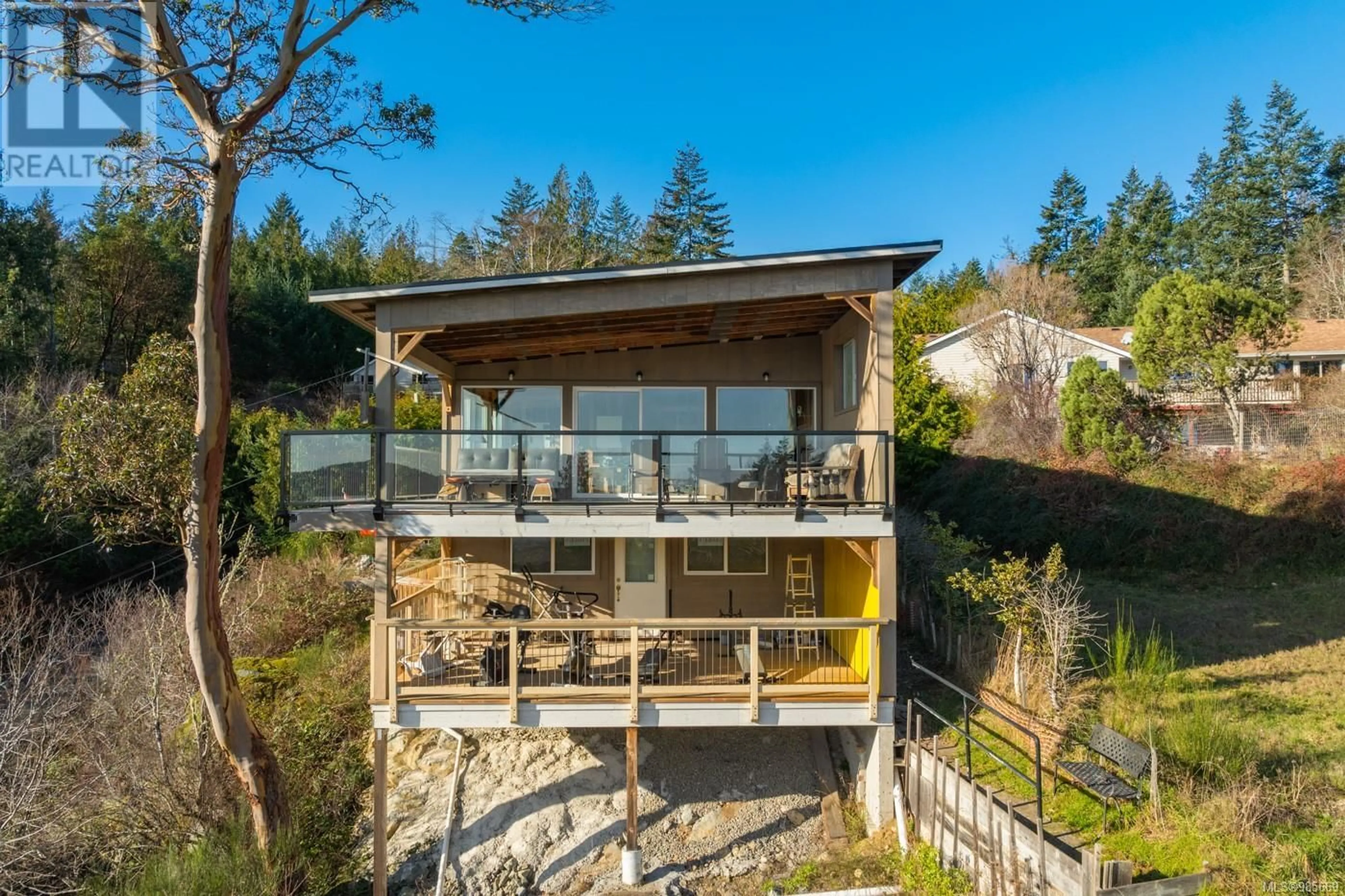 A pic from outside/outdoor area/front of a property/back of a property/a pic from drone, water/lake/river/ocean view for 240 Becher Bay Rd, Sooke British Columbia V9Z1B7