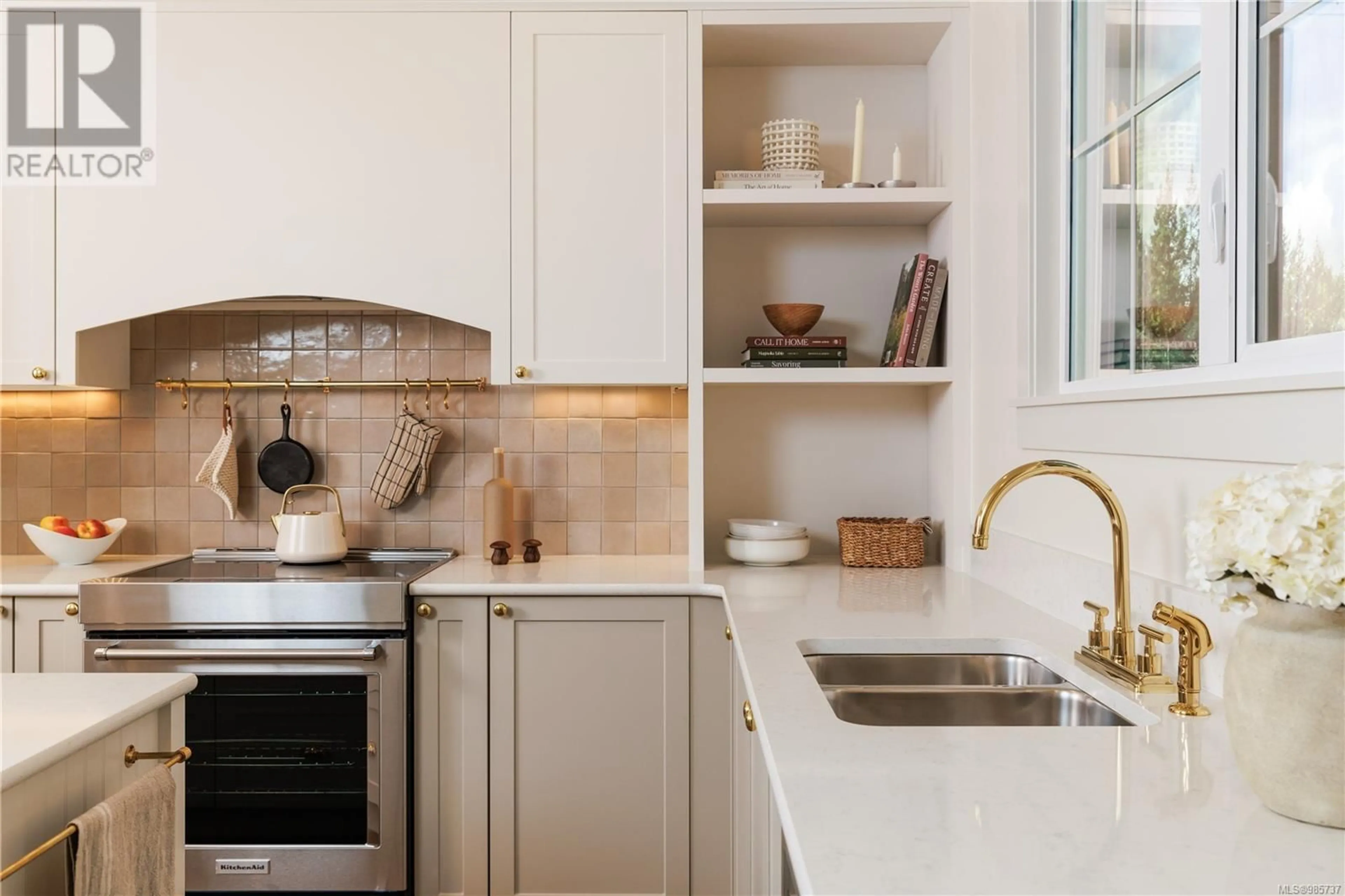 Contemporary kitchen, ceramic/tile floor for 3523 Greystone Close, Langford British Columbia V9C3X2