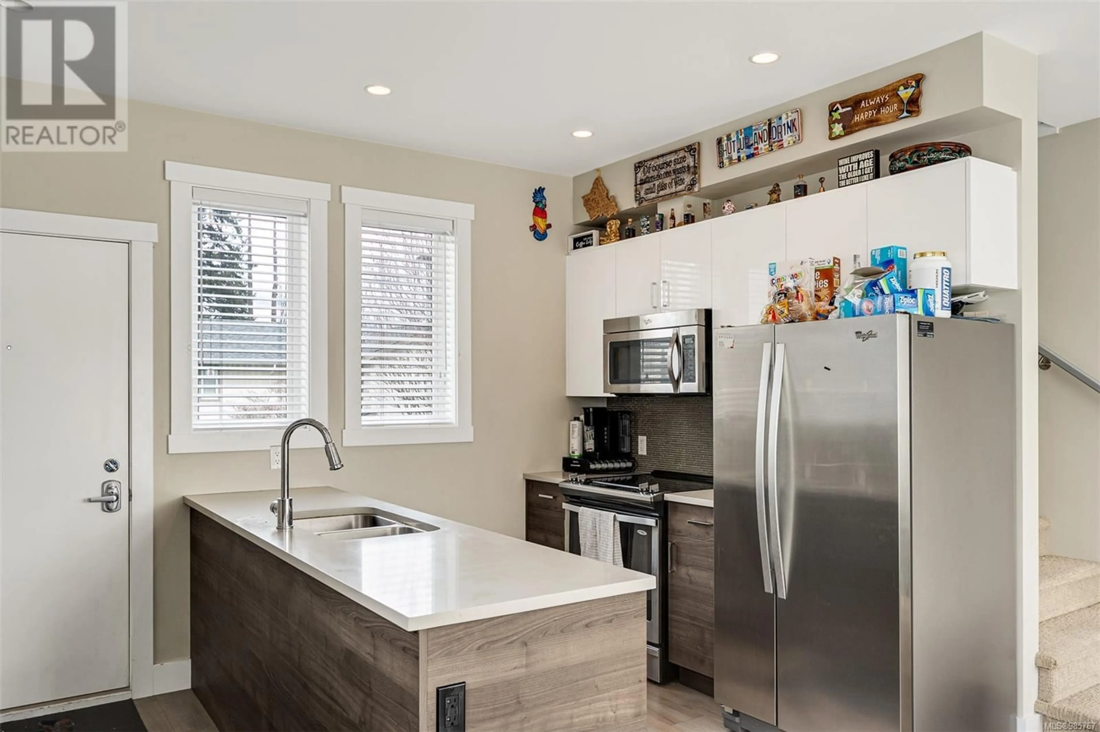 Contemporary kitchen, ceramic/tile floor for 116 2737 Jacklin Rd, Langford British Columbia V9B0K4