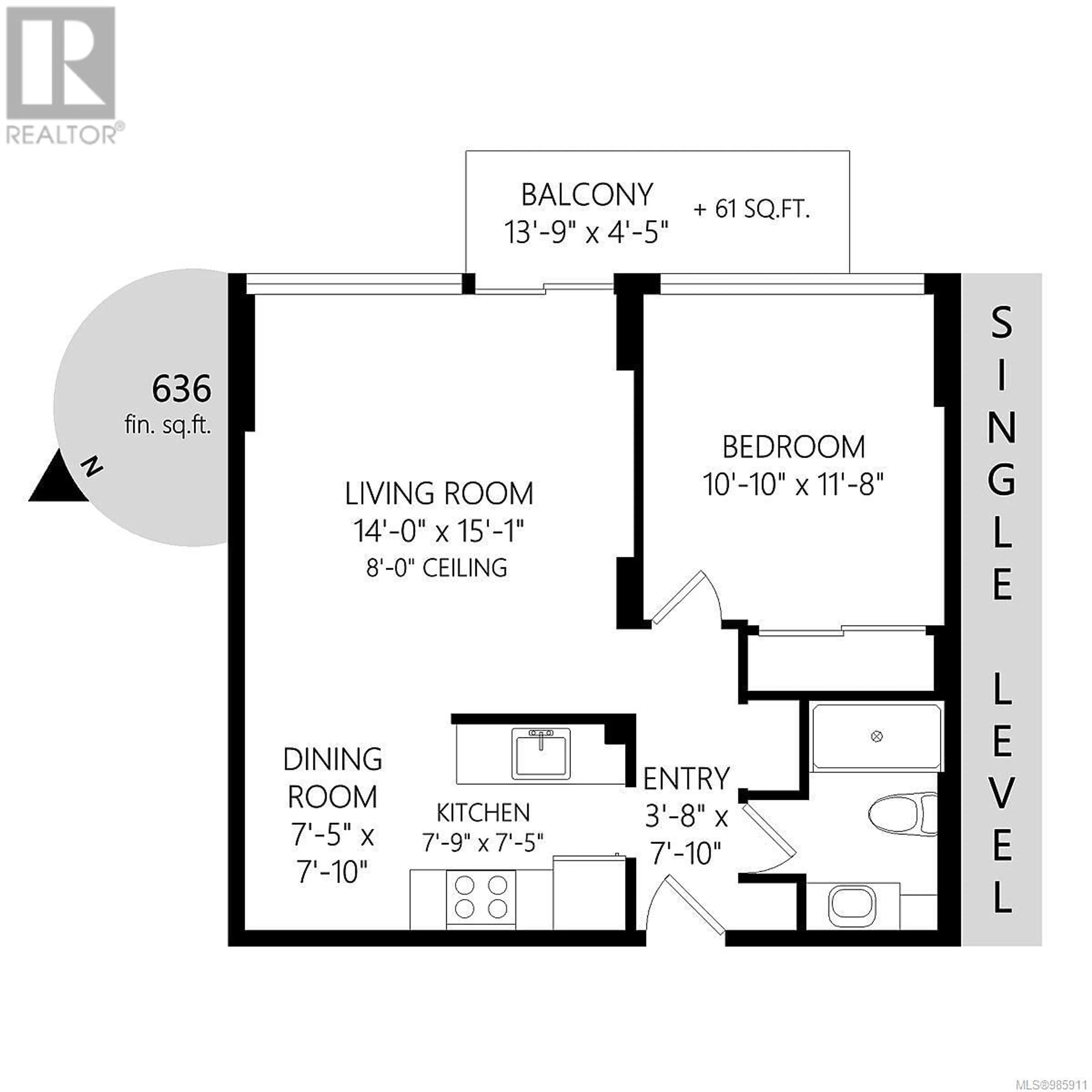 Floor plan for 1009 647 Michigan St, Victoria British Columbia V8V1S9