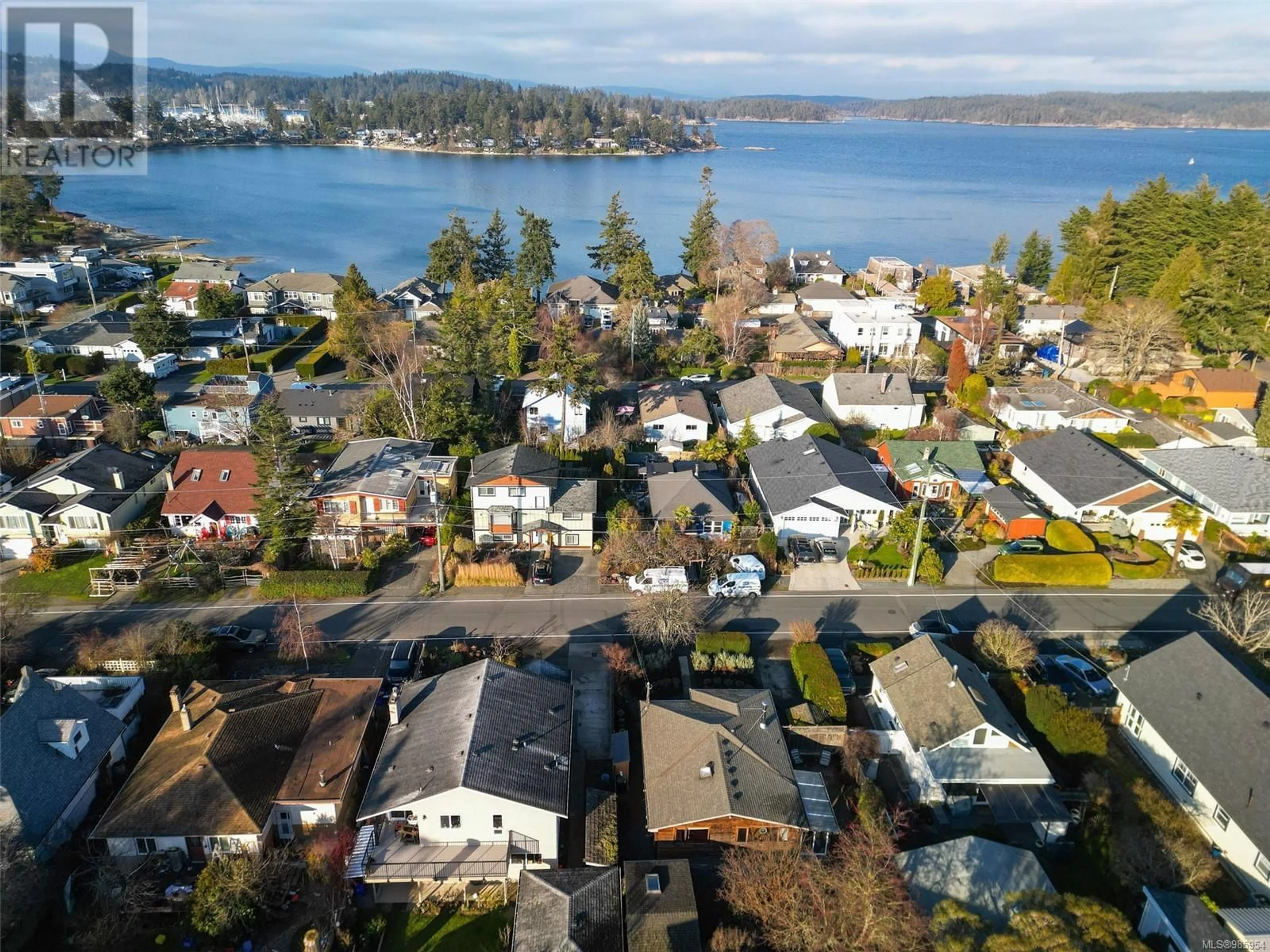 A pic from outside/outdoor area/front of a property/back of a property/a pic from drone, water/lake/river/ocean view for 2429 Amelia Ave, Sidney British Columbia V8L2J4