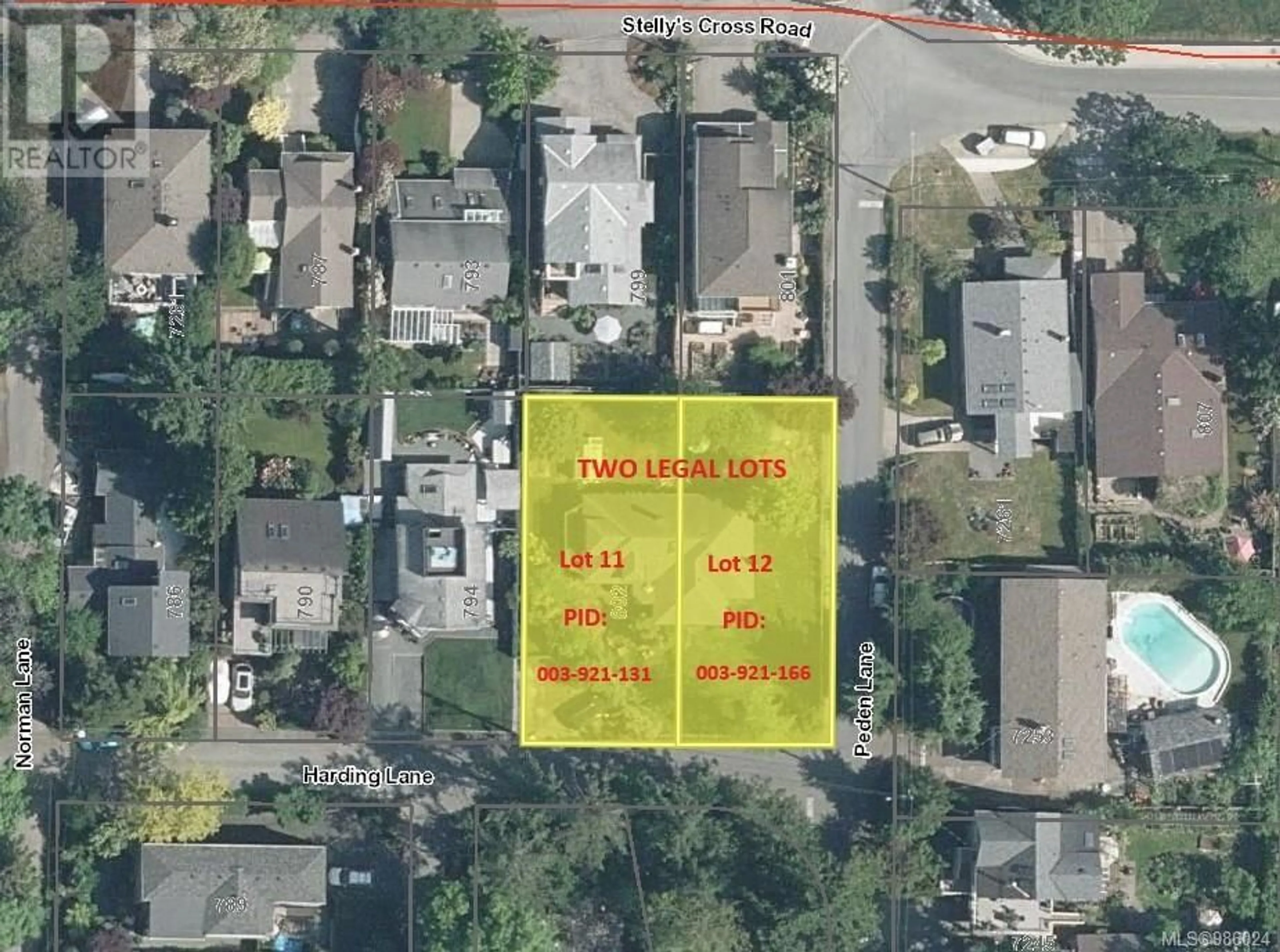 A pic from outside/outdoor area/front of a property/back of a property/a pic from drone, street for 802 Harding Lane, Central Saanich British Columbia V8M2G2