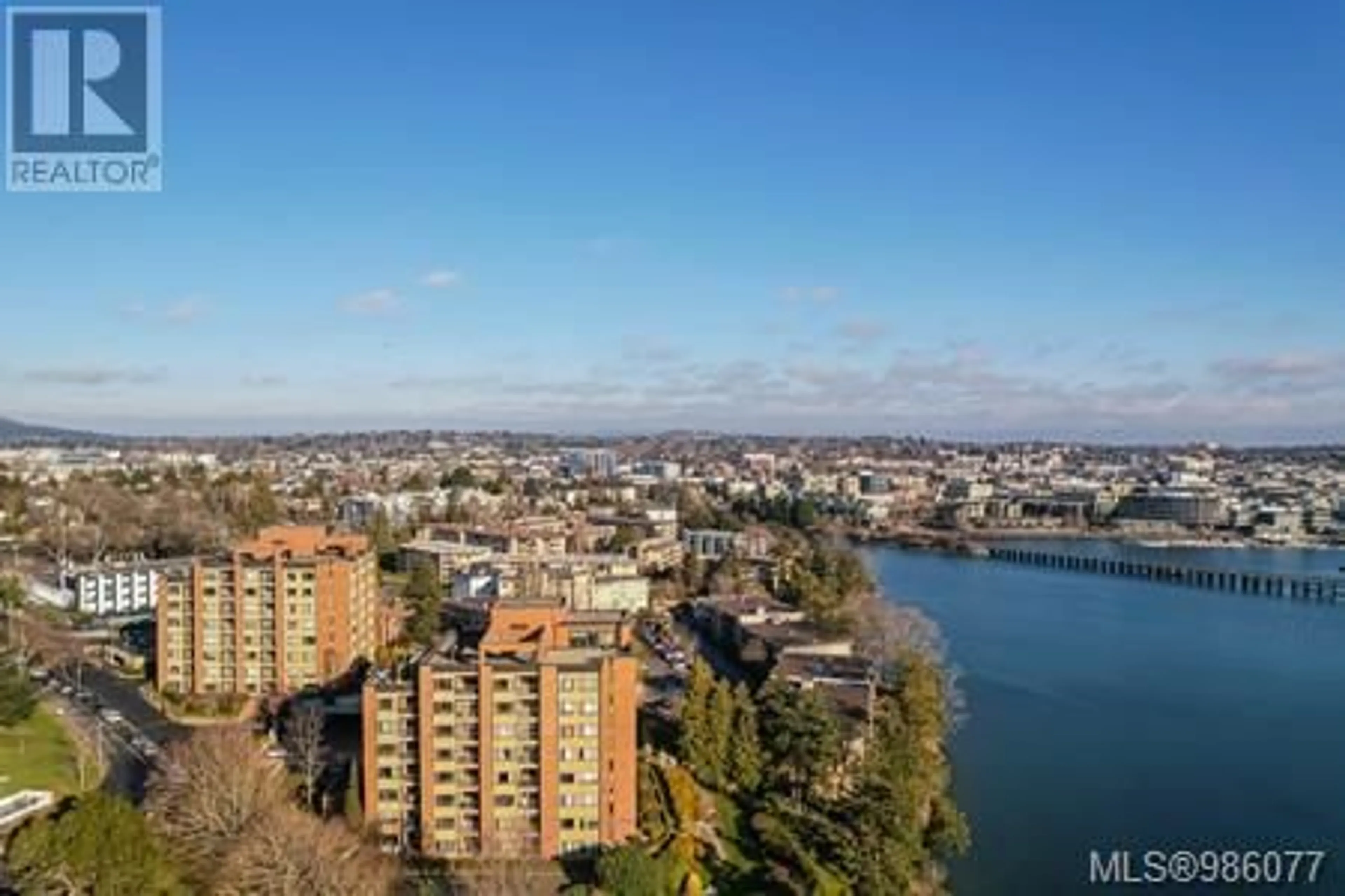 A pic from outside/outdoor area/front of a property/back of a property/a pic from drone, water/lake/river/ocean view for 604 105 Gorge Rd E, Victoria British Columbia V9A6Z3