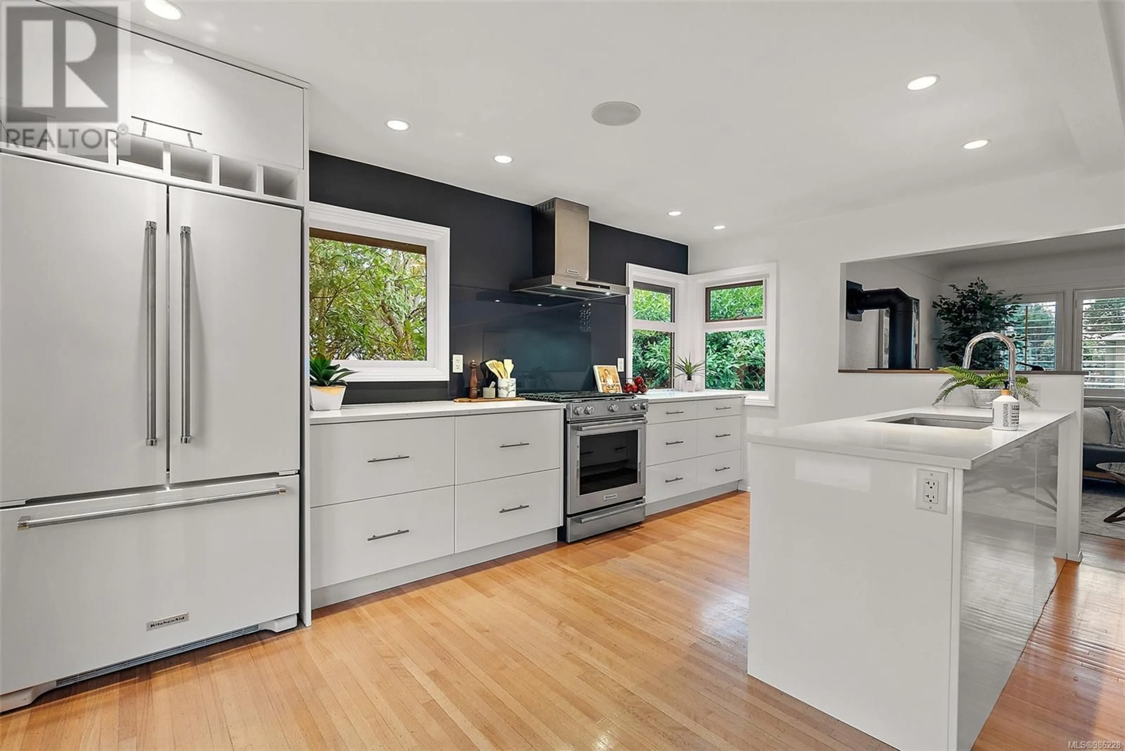 Contemporary kitchen, ceramic/tile floor for 2943 Henderson Rd, Oak Bay British Columbia V8R5M4