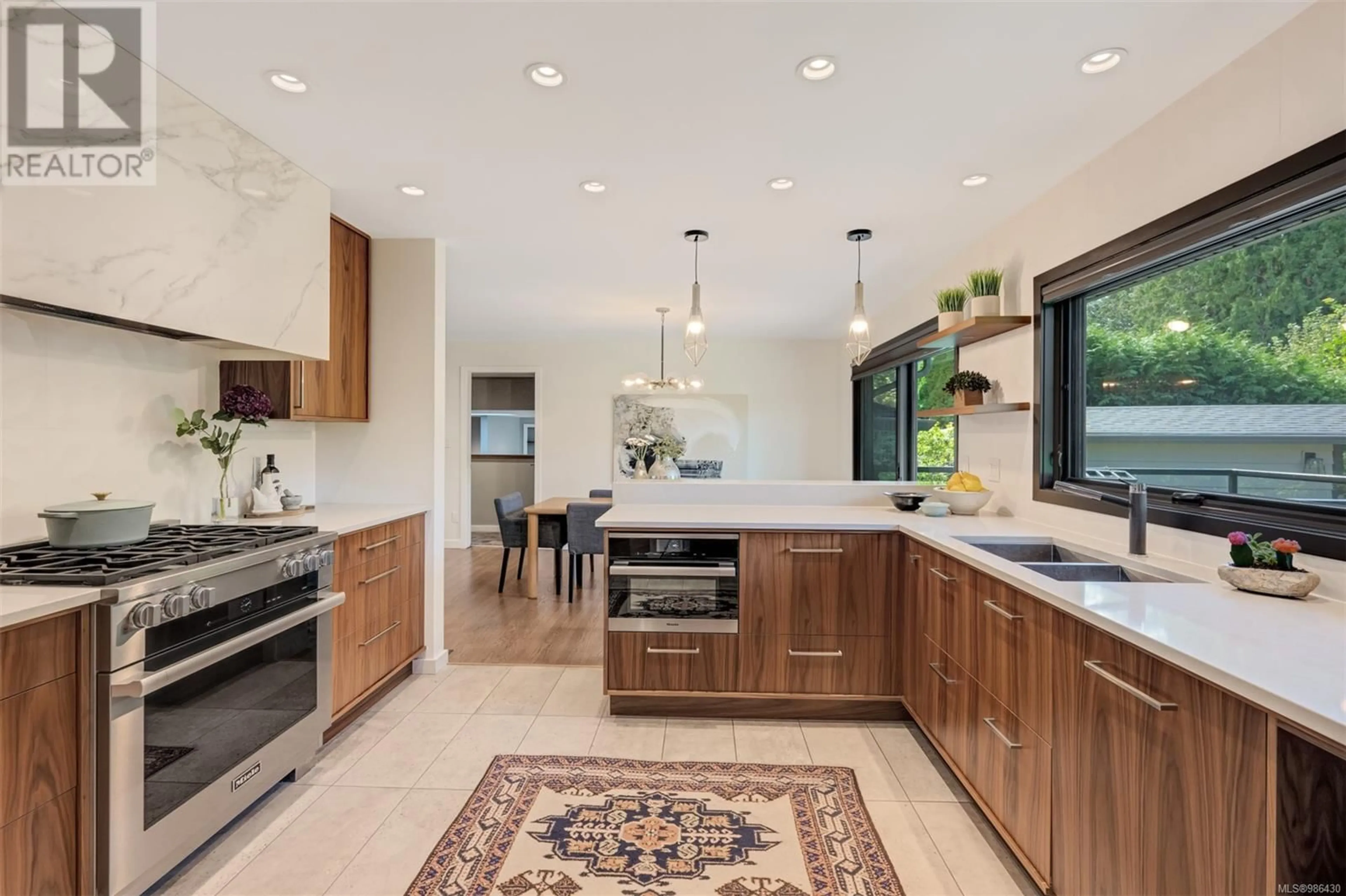 Contemporary kitchen, ceramic/tile floor for 3710 Crestview Rd, Saanich British Columbia V8P5C4