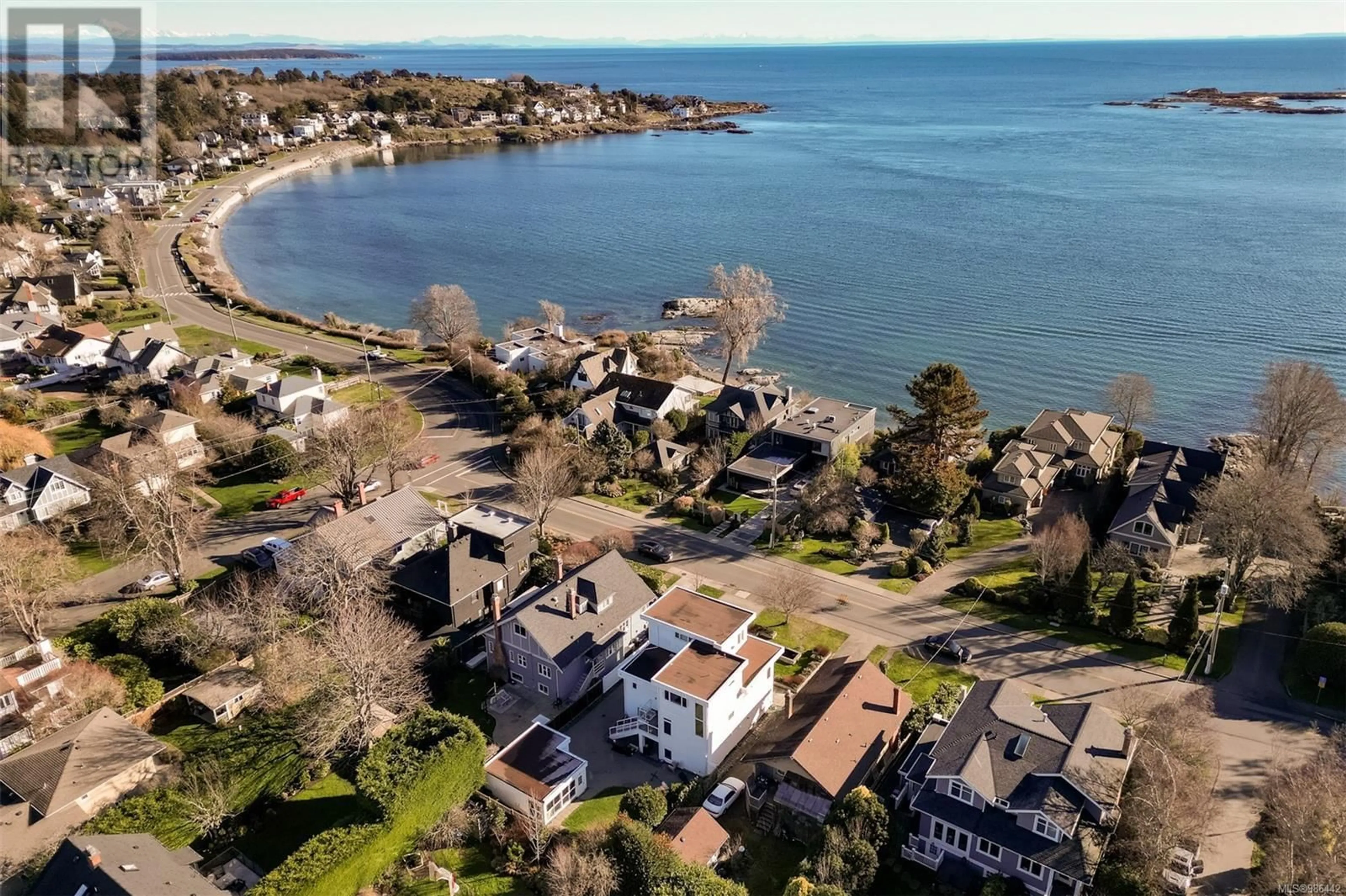 A pic from outside/outdoor area/front of a property/back of a property/a pic from drone, water/lake/river/ocean view for 376 King George Terr, Oak Bay British Columbia V8S2K3