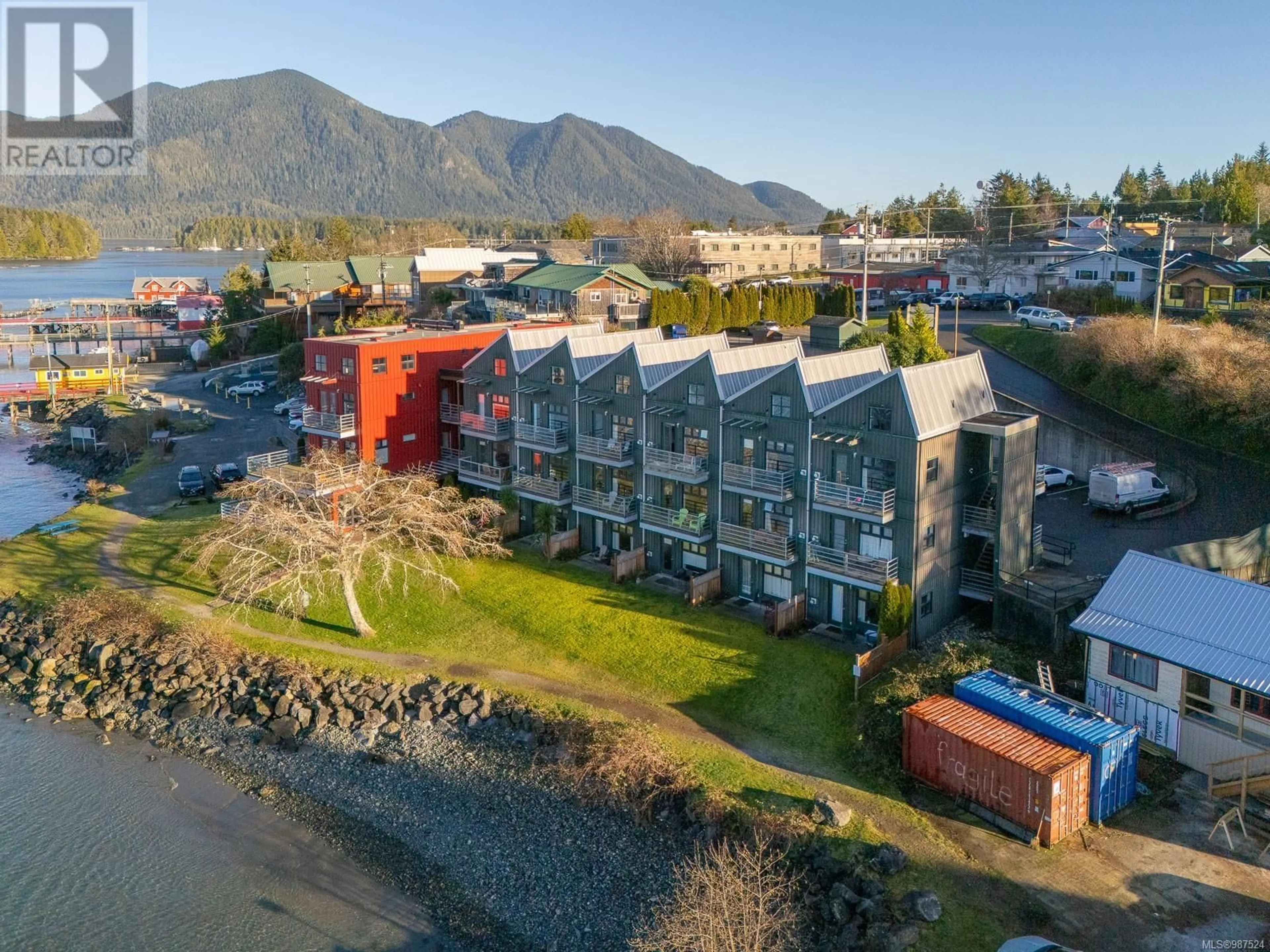 A pic from outside/outdoor area/front of a property/back of a property/a pic from drone, mountain view for 106 230 Main St, Tofino British Columbia V0R2Z0