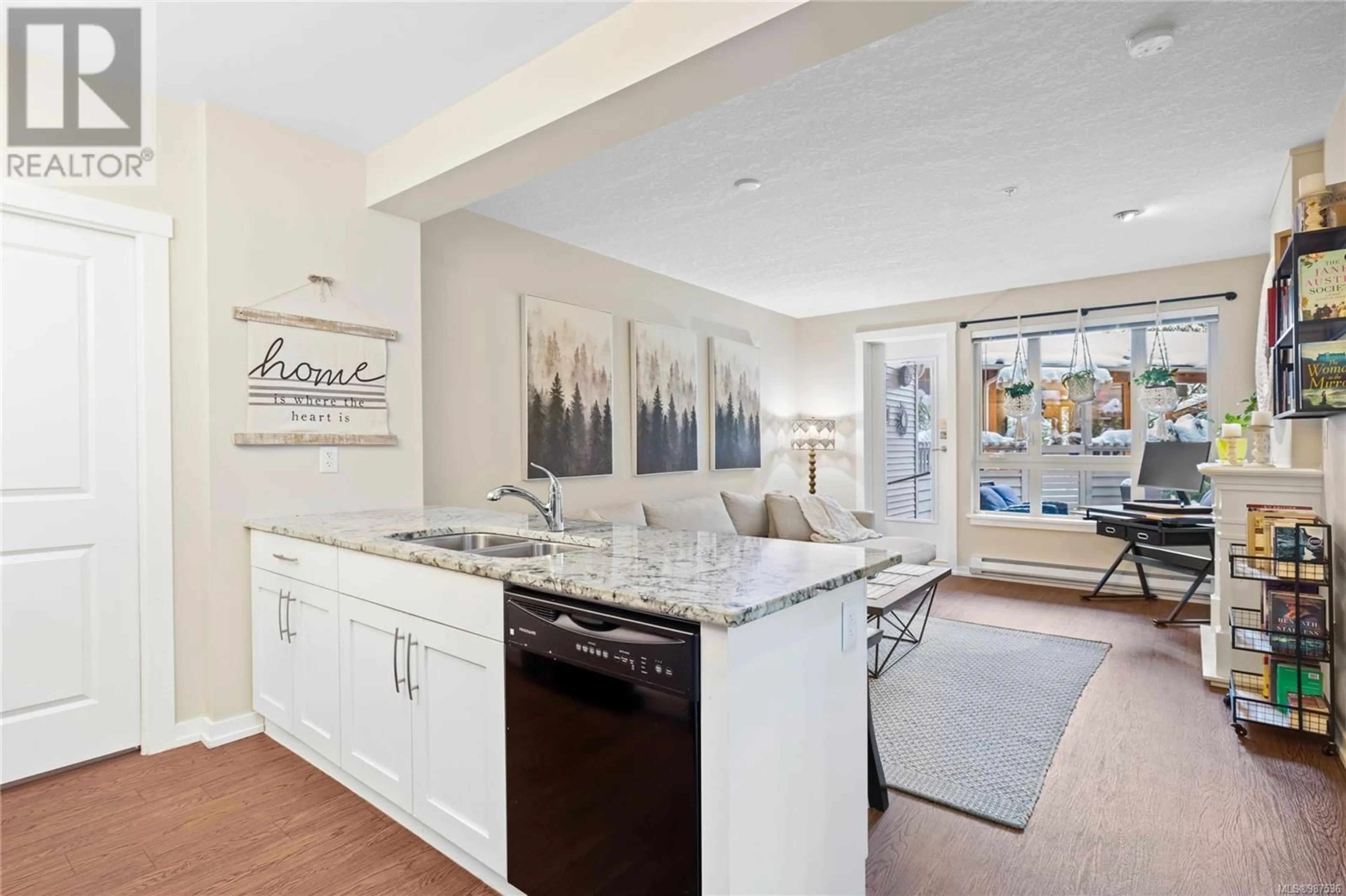 Open concept kitchen, ceramic/tile floor for 116 5670 Edgewater Lane, Nanaimo British Columbia V9T6K1