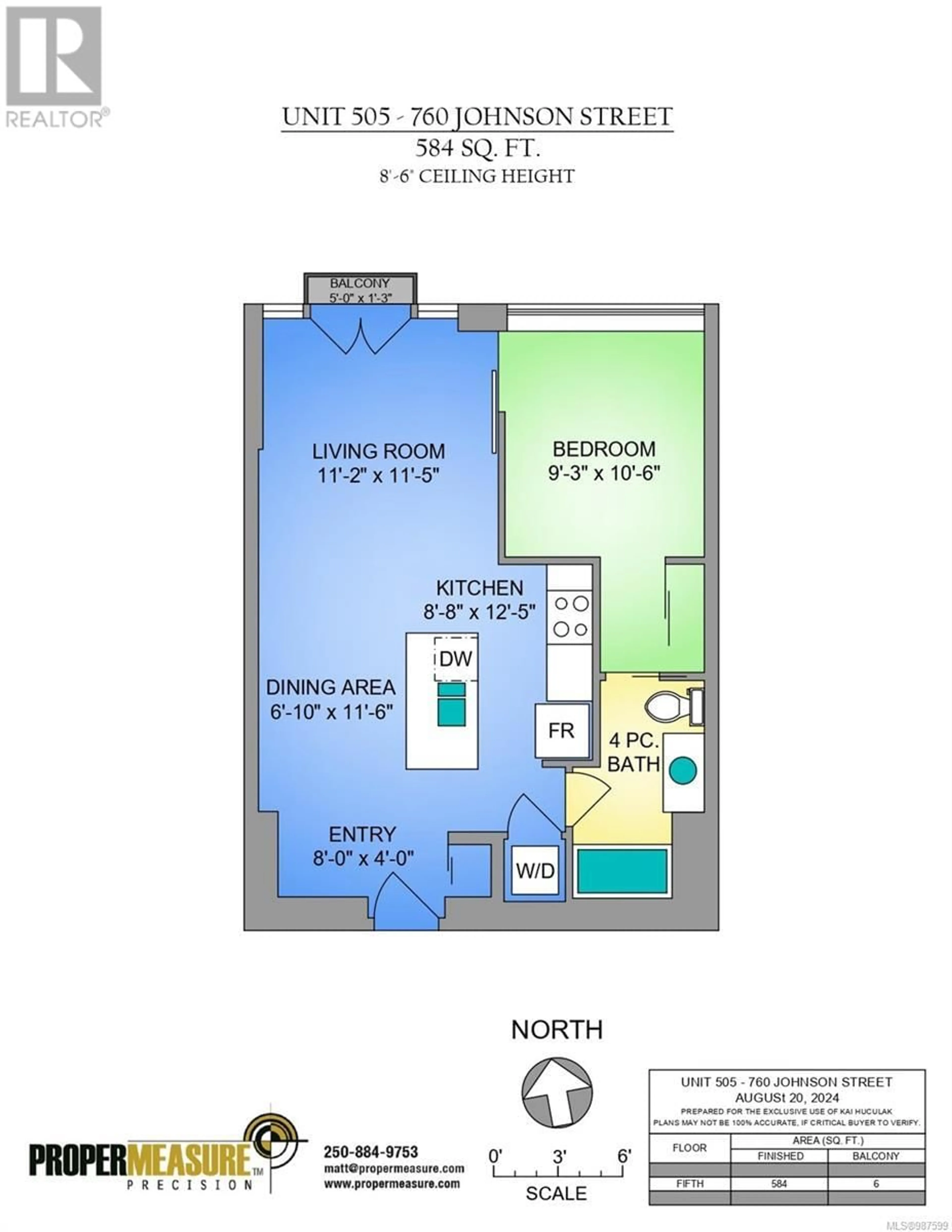 Floor plan for 505 760 Johnson St, Victoria British Columbia V8W0A4