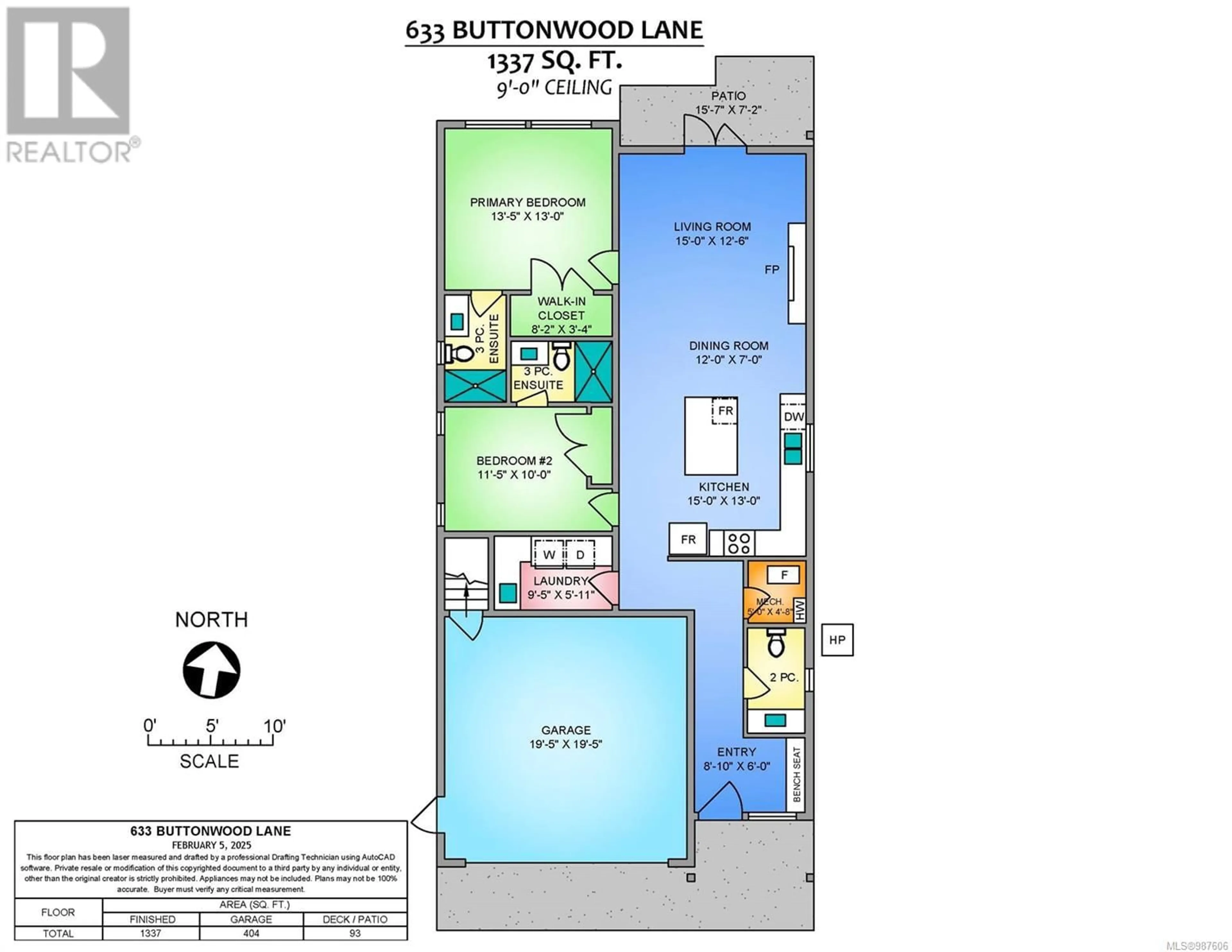 Floor plan for 633 Buttonwood Lane, Parksville British Columbia V9P0G5