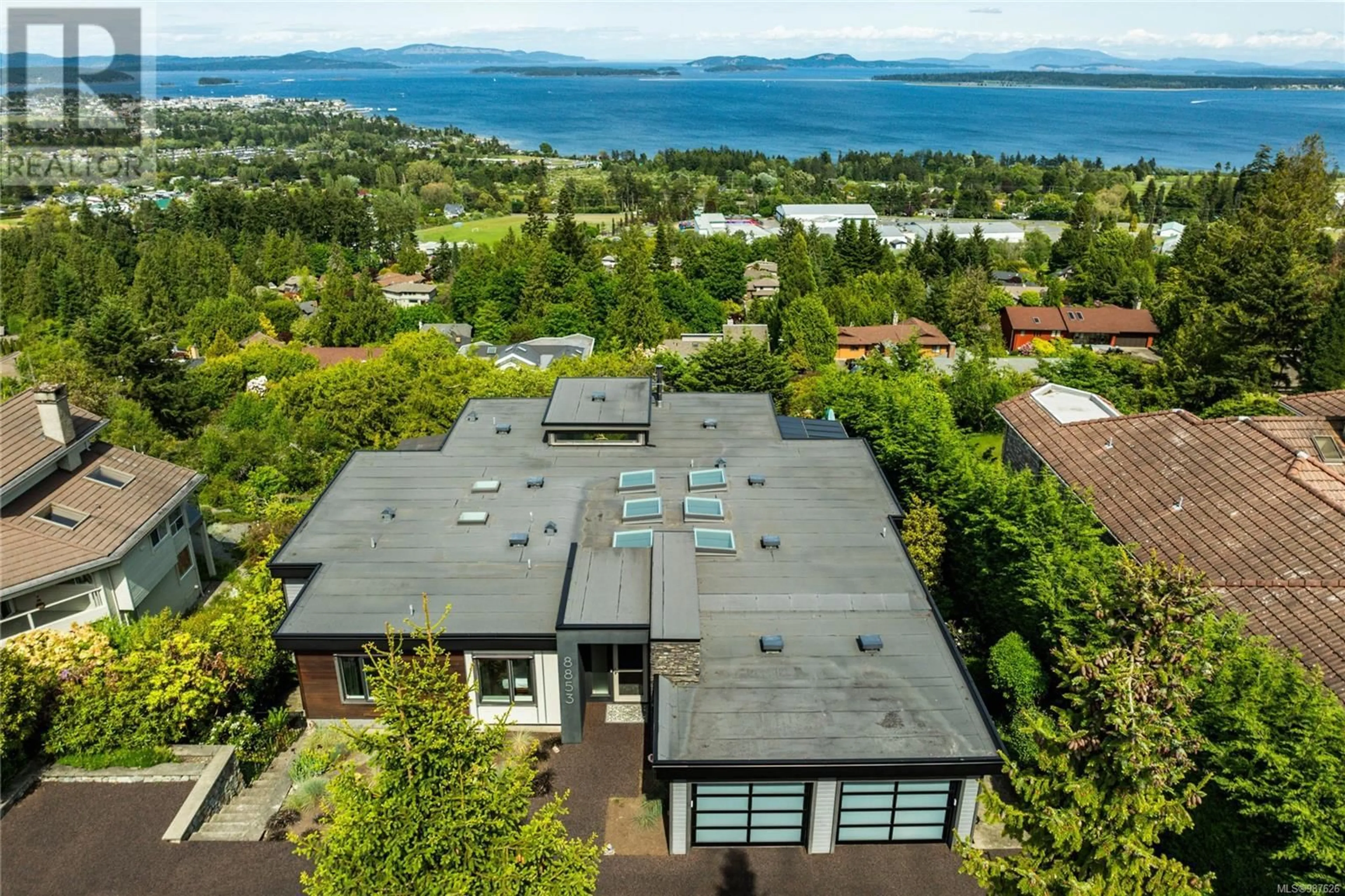 A pic from outside/outdoor area/front of a property/back of a property/a pic from drone, water/lake/river/ocean view for 8853 PARK PACIFIC TERRACE, North Saanich British Columbia V8L4S1